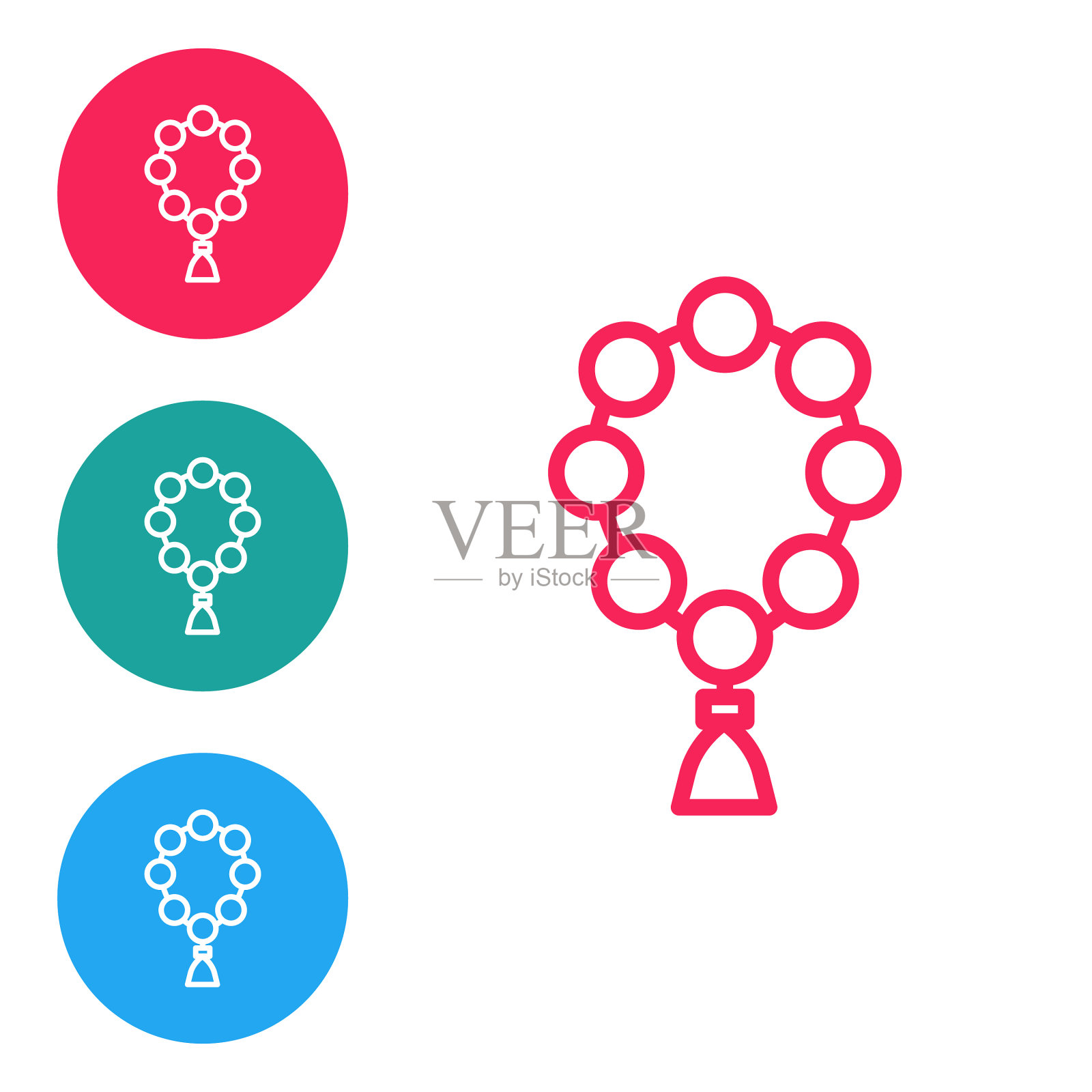 红线念珠宗教偶像孤立上图标素材