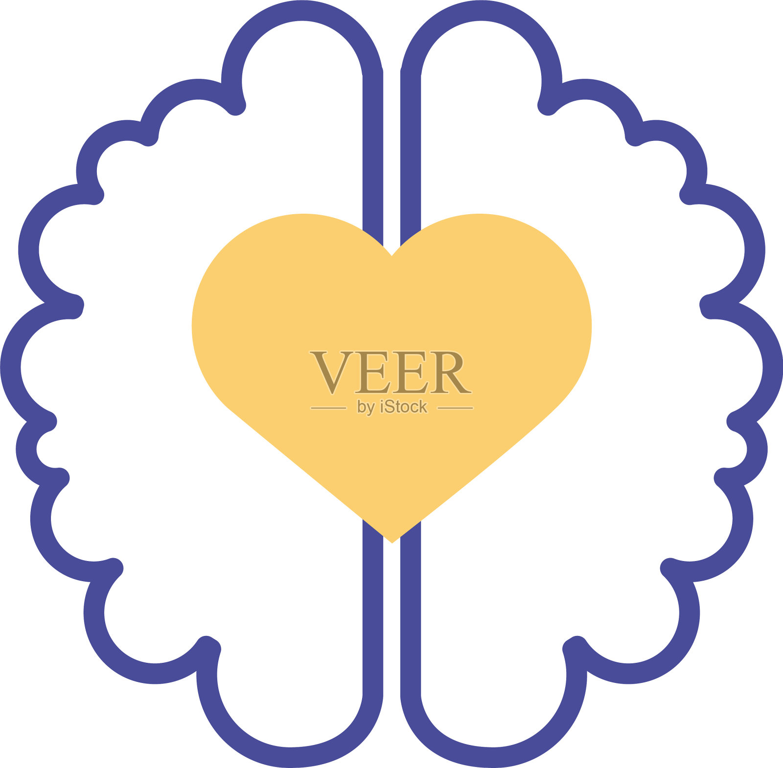 脑配心心理健康线条造型图标设计元素图片