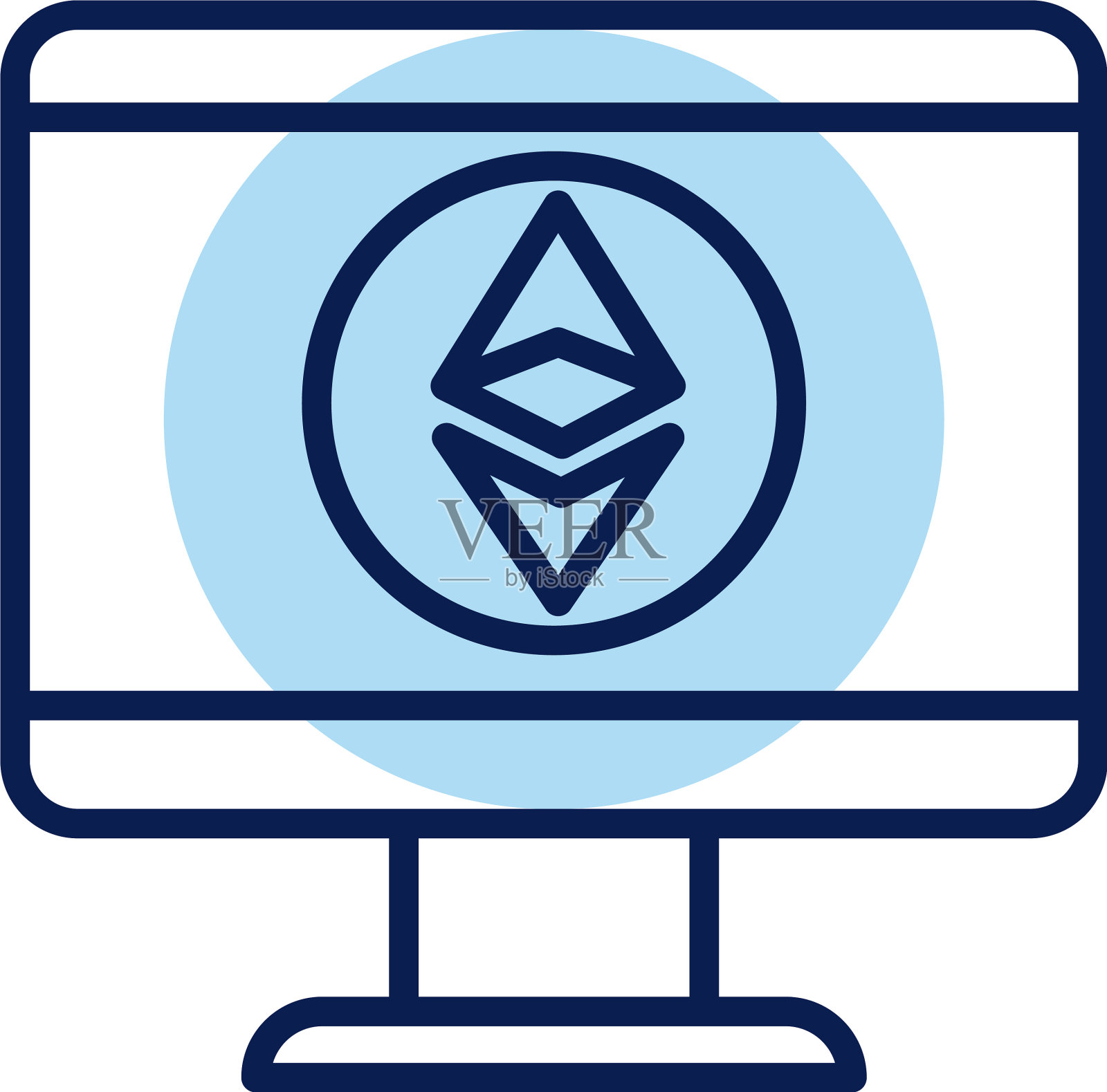 桌面与以太坊加密货币线路风格设计元素图片