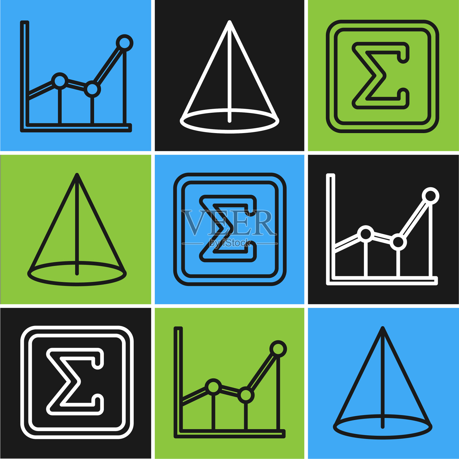 设线sigma符号几何图形正方形和图标素材