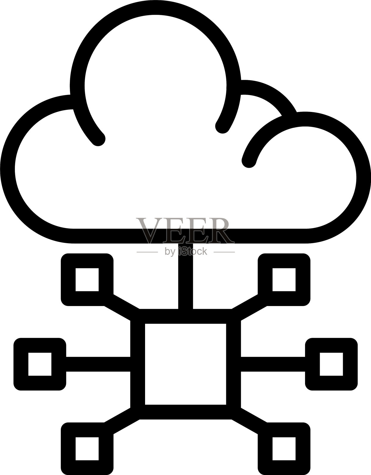 云存储图标轮廓样式插画图片素材