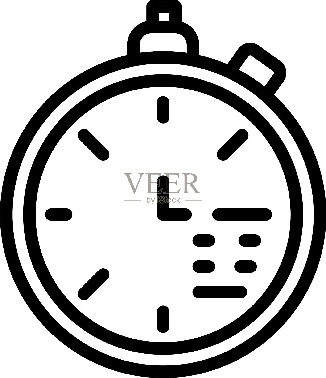 时钟图标轮廓样式的代码插画图片素材