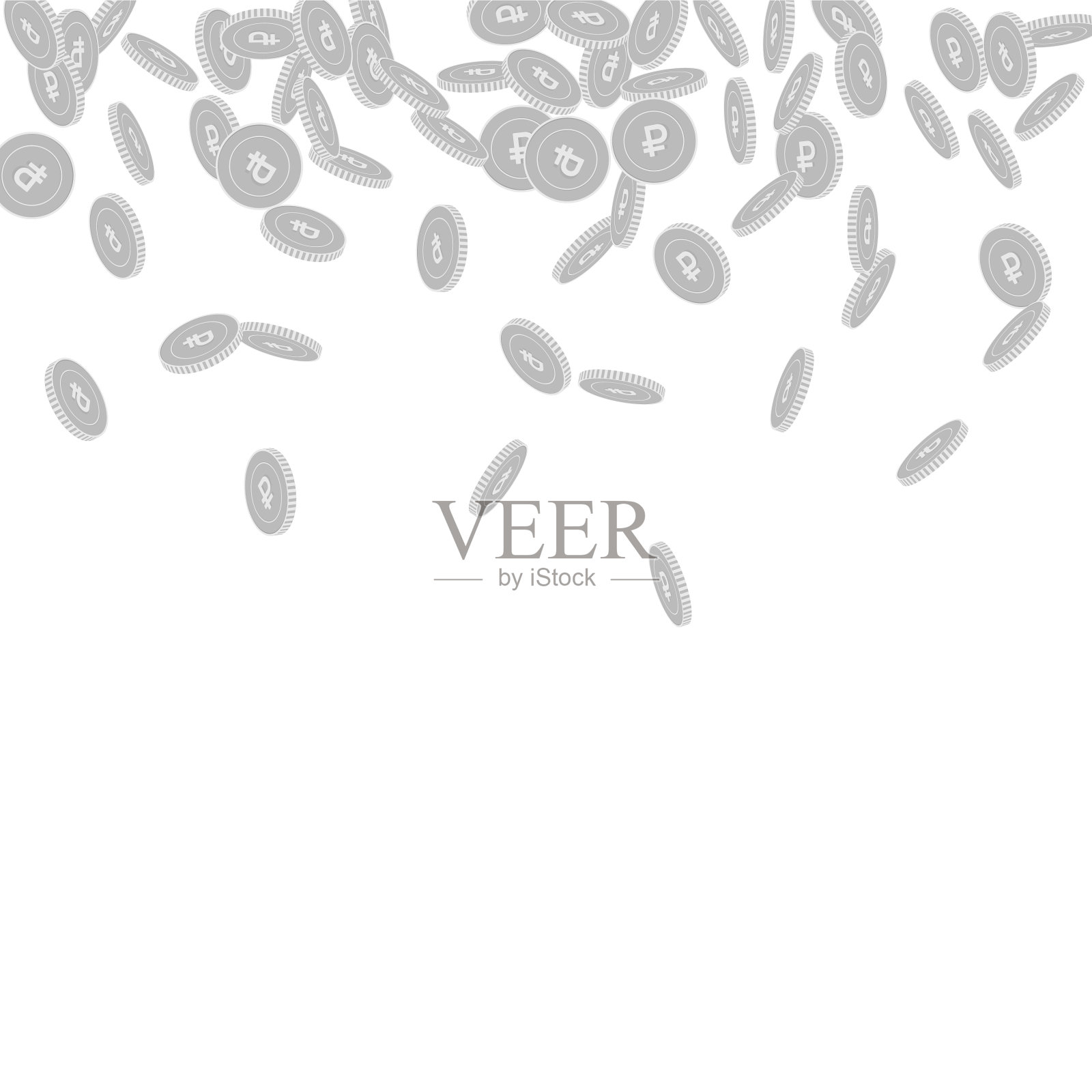 俄罗斯卢布硬币散落黑色和w插画图片素材