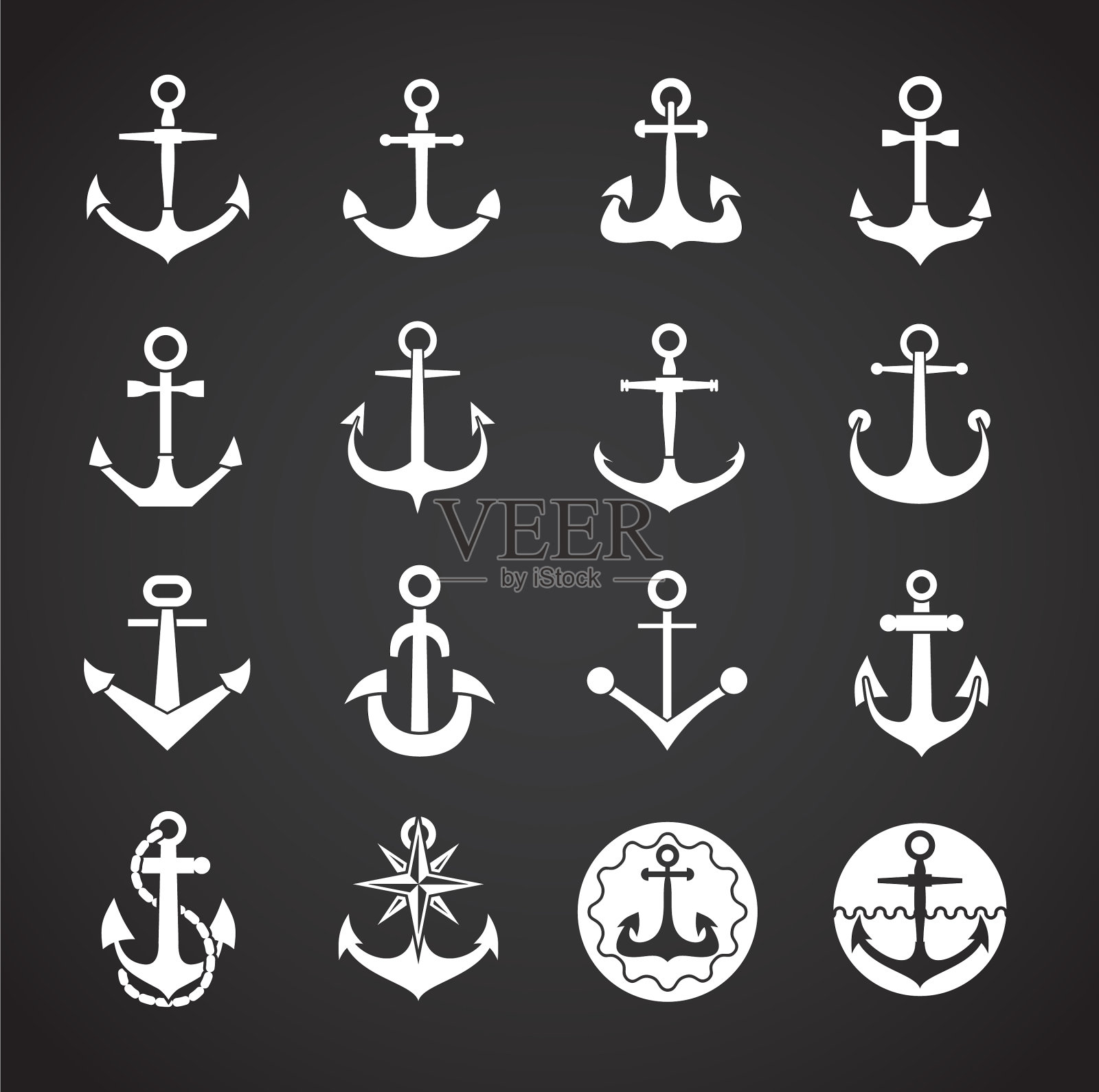 锚图标设置在背景图形和网络图标素材