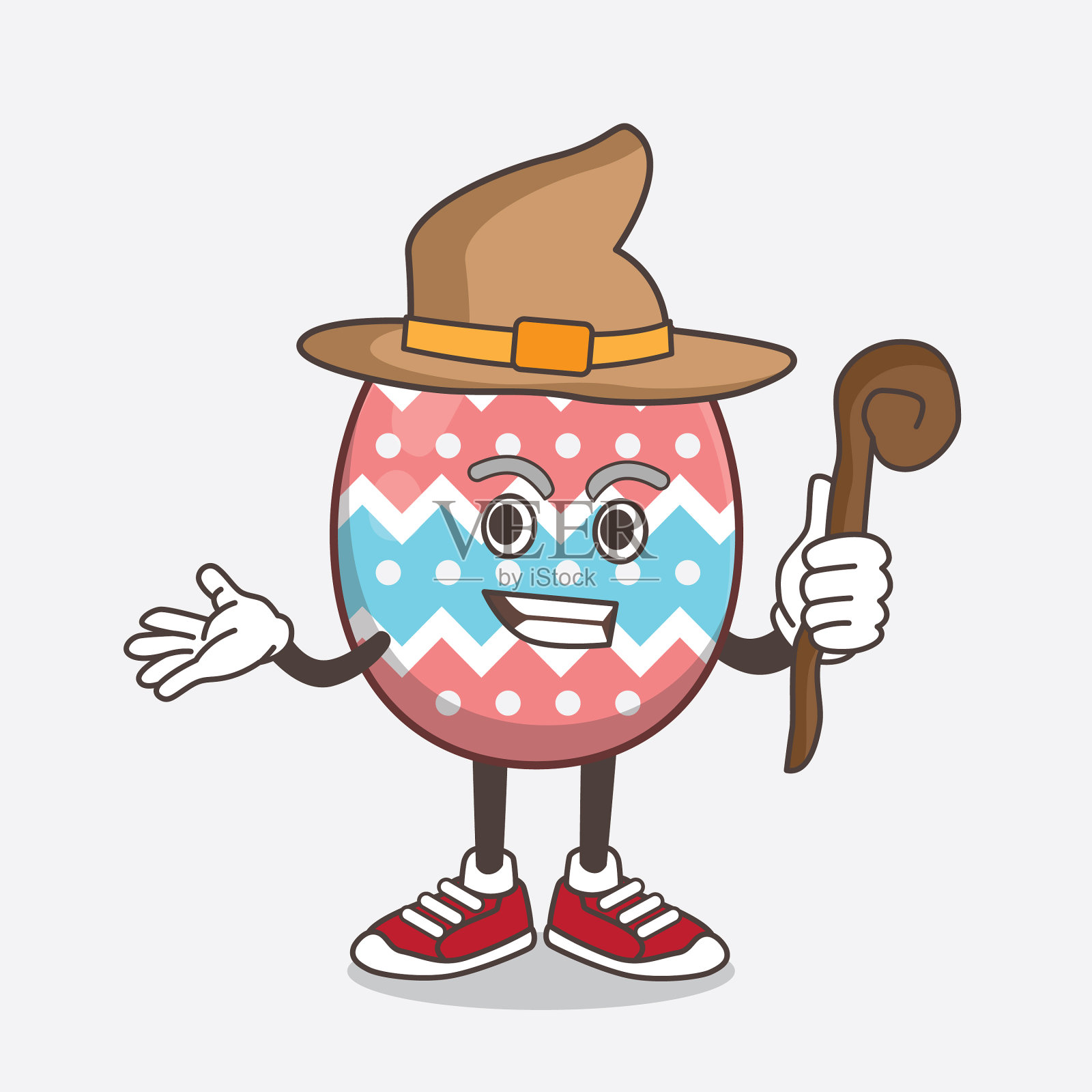 复活节彩蛋卡通吉祥物角色为女巫插画图片素材