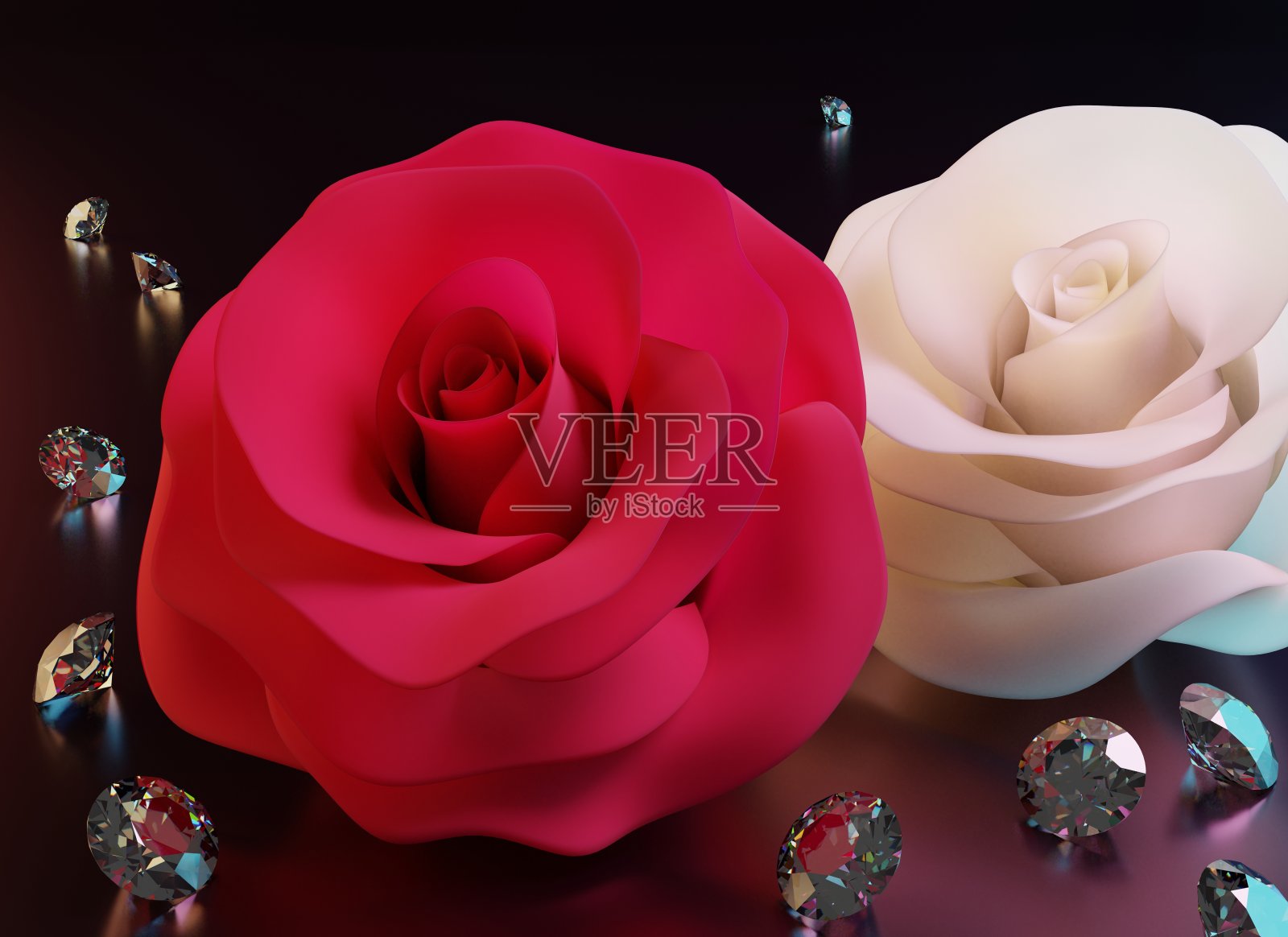 玫瑰和钻石照片摄影图片
