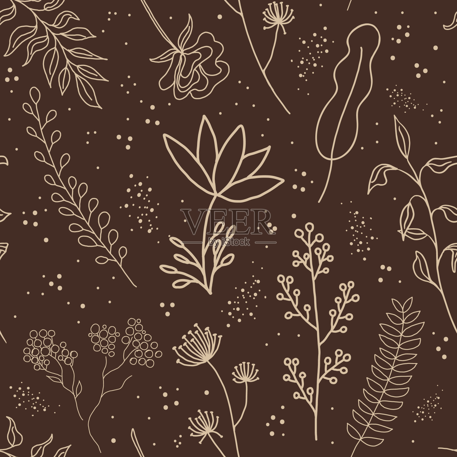 波西花简约无缝图案。向量插画图片素材