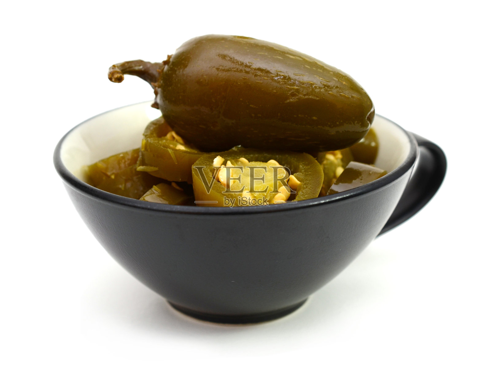 吃的时候配辣椒片杯，腌辣椒照片摄影图片