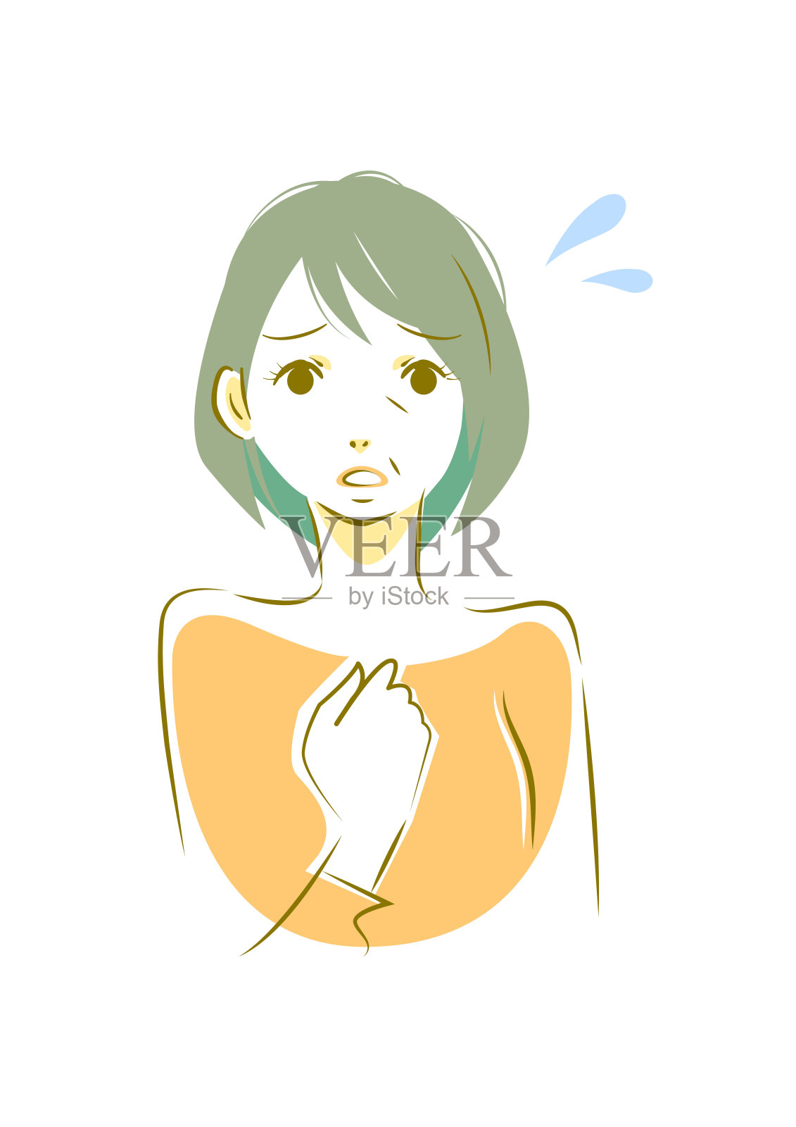 手绘中年妇女表情系列插画图片素材