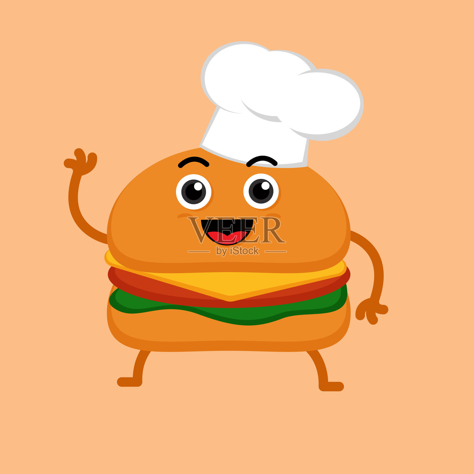 说明矢量图形卡通人物的厨师汉堡设计元素图片