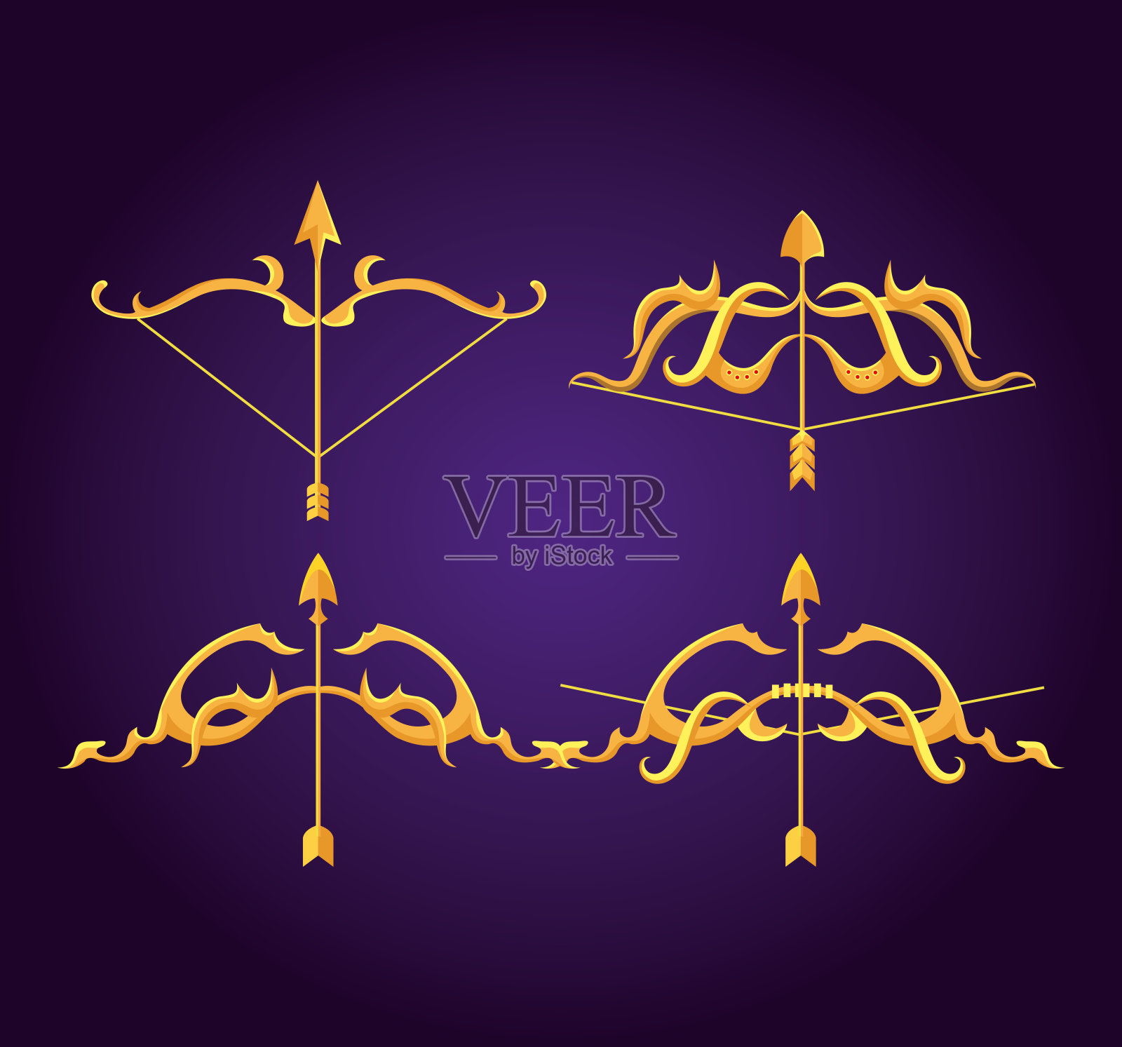 杜塞赫拉节快乐，金色的箭和拱门设计元素图片