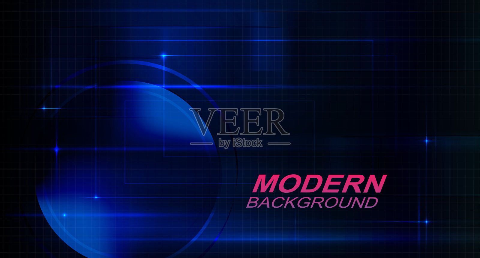 抽象的深色设计与蓝色梯度，轻线与闪光，圆形框架插画图片素材