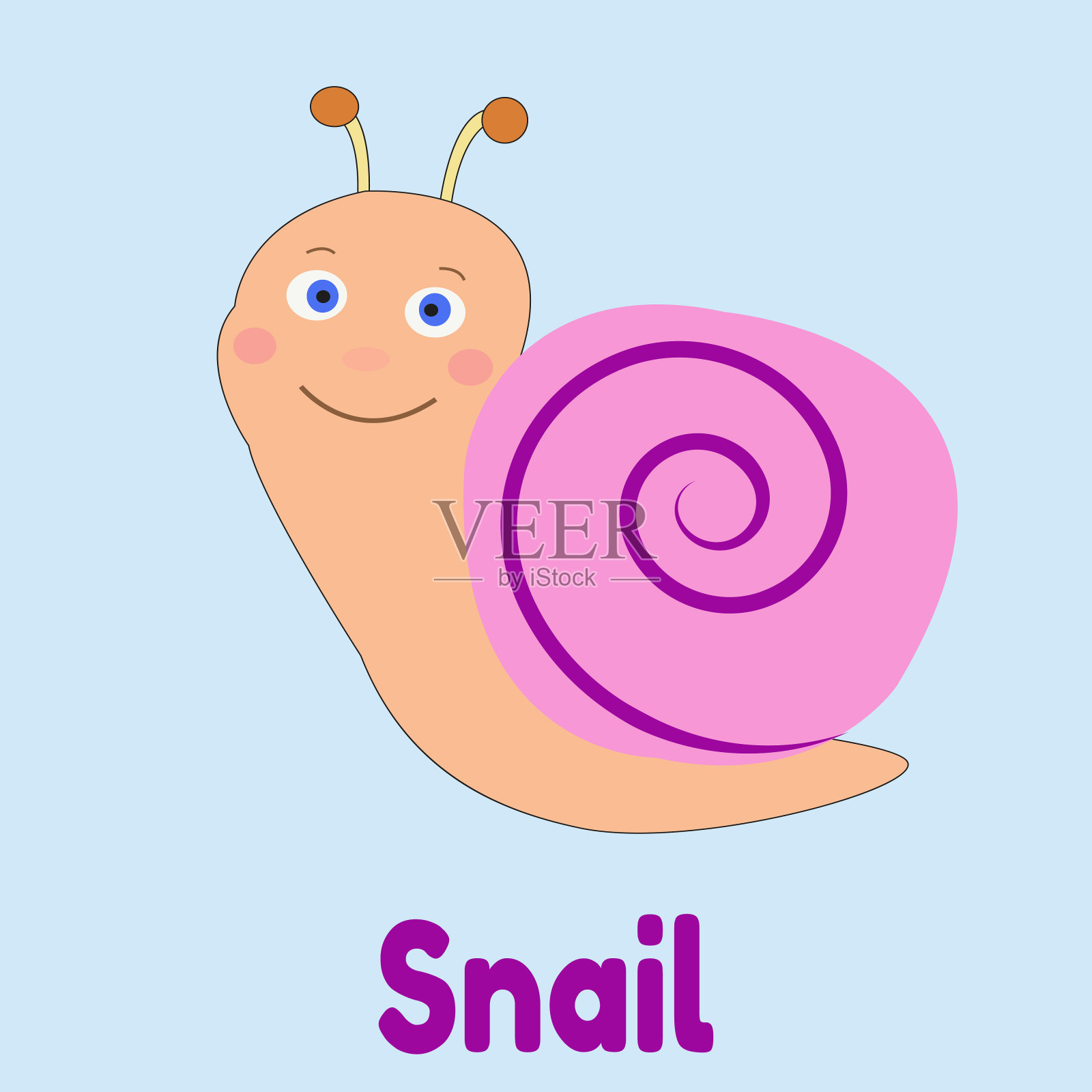 动物蜗牛为孩子的卡通向量扑克牌设计元素图片