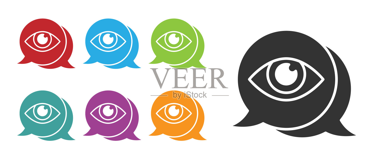 黑眼扫描图标孤立在白色背景。扫描的眼睛。安全检查的象征。网络标志。设置图标丰富多彩。向量插画图片素材