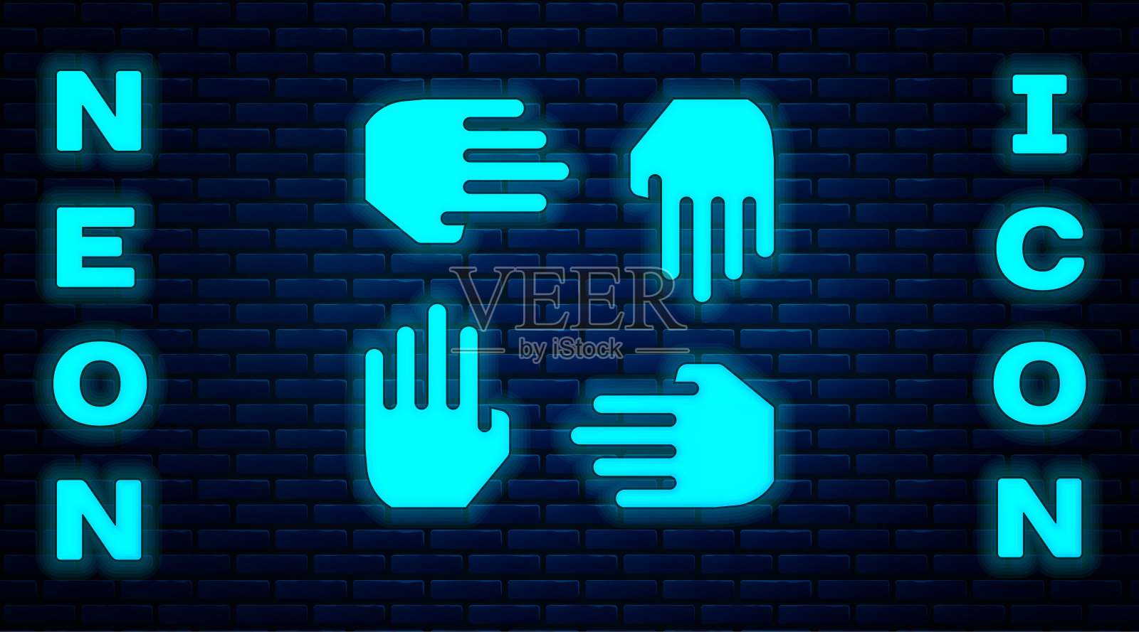 项目团队基地图标孤立在砖墙背景上。业务分析与规划、咨询、团队合作、项目管理。开发人员。向量插画图片素材