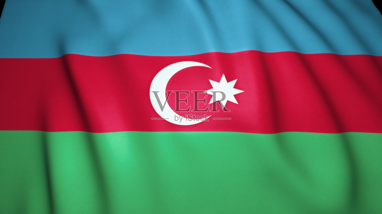 挥舞现实的阿塞拜疆国旗背景，3d插图照片摄影图片