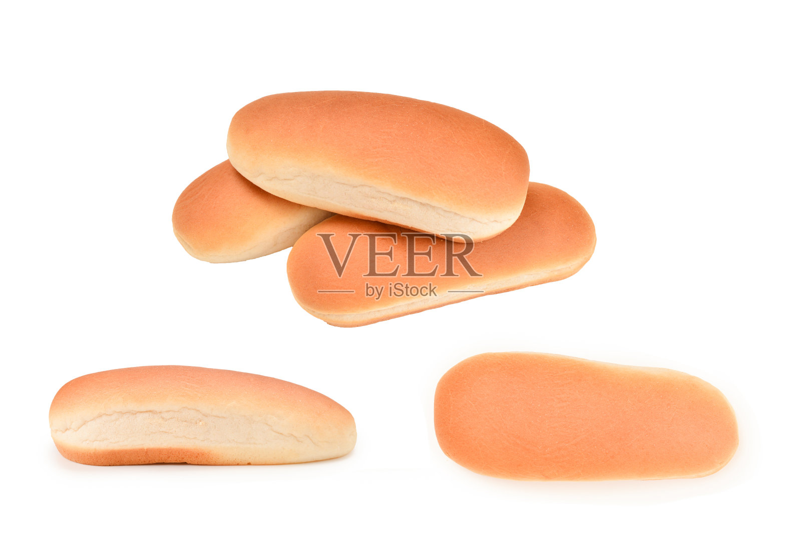 热狗面包孤立在白色背景。照片摄影图片