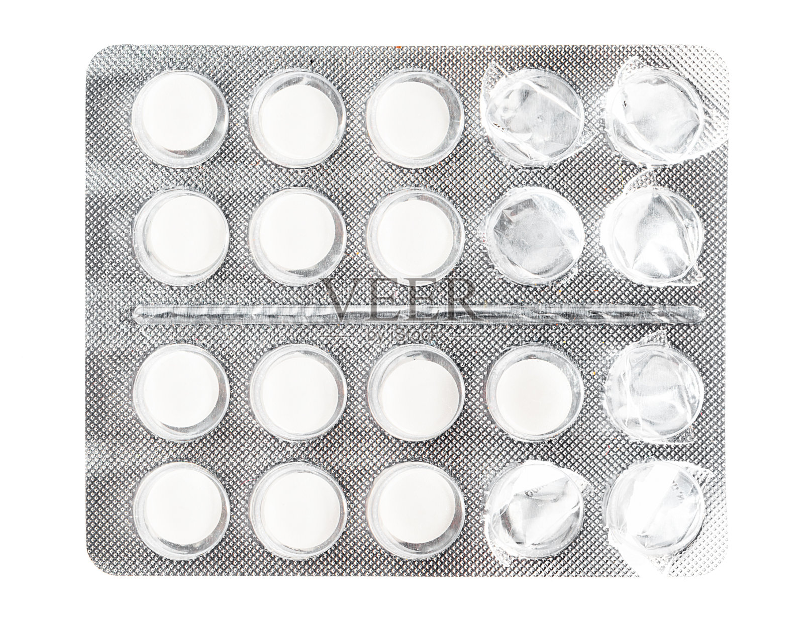 银泡包装药丸孤立在白色照片摄影图片