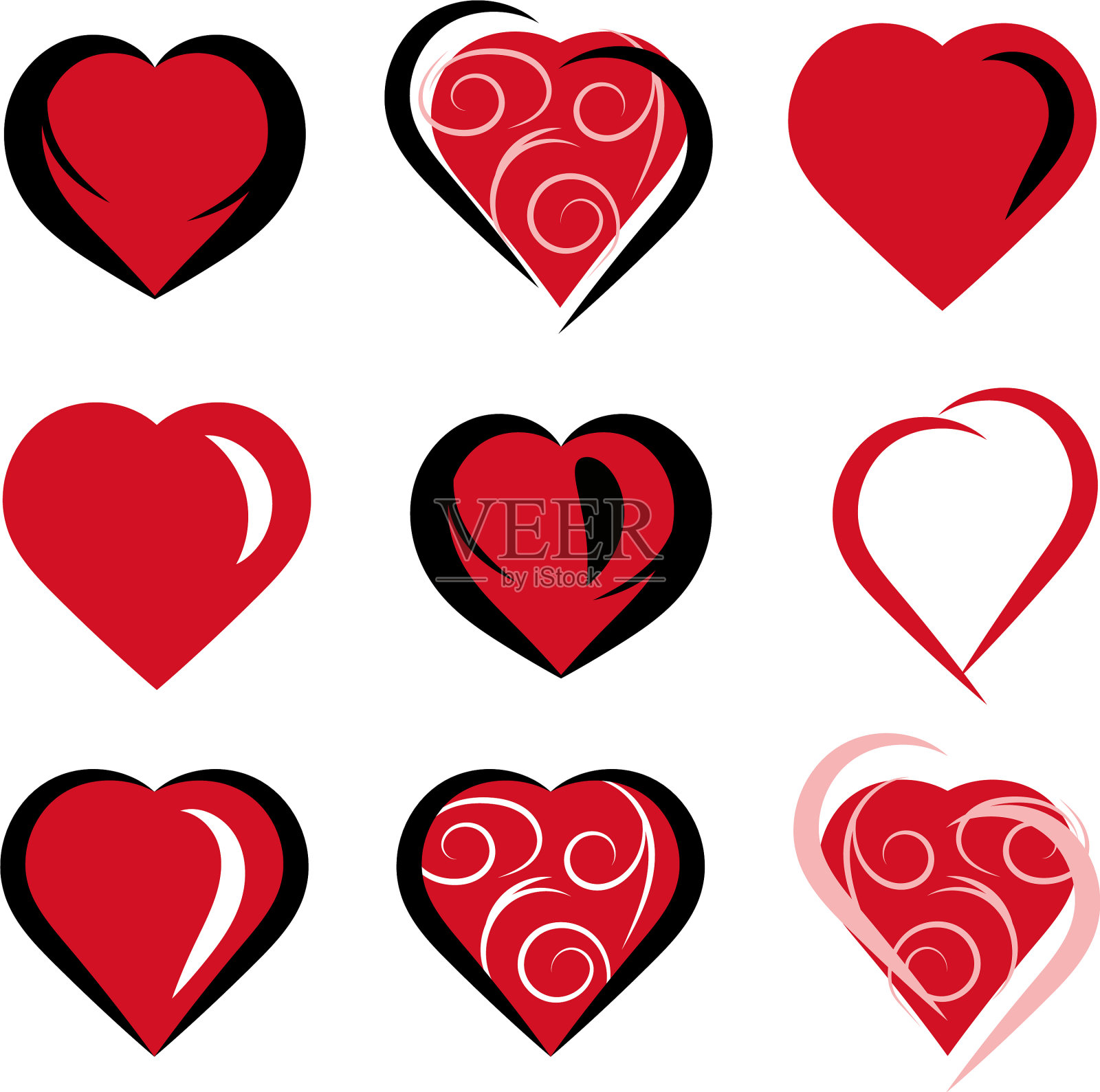 可爱的手绘心形图标设置3图标素材