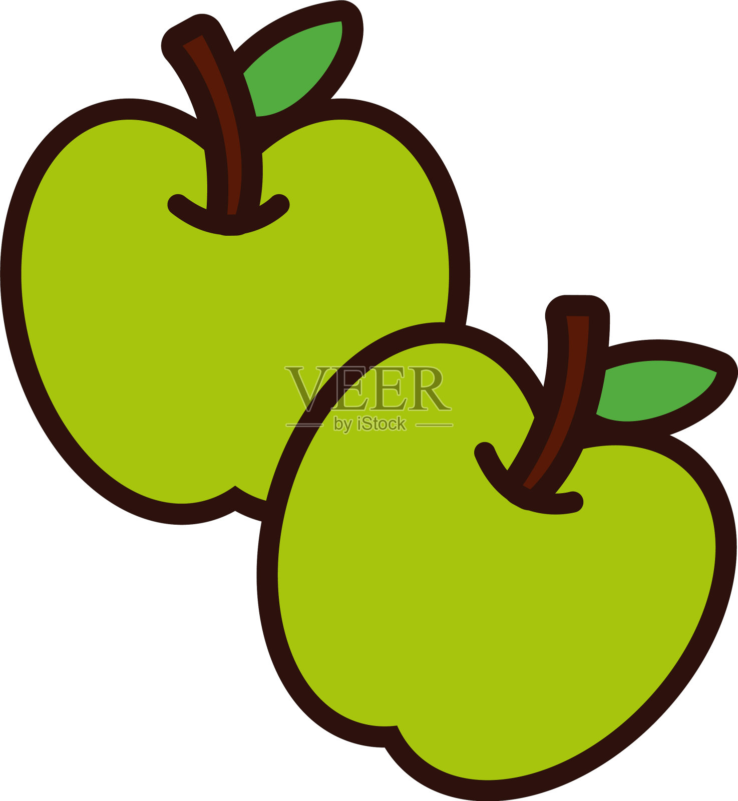 苹果鲜果线和填充风格设计元素图片