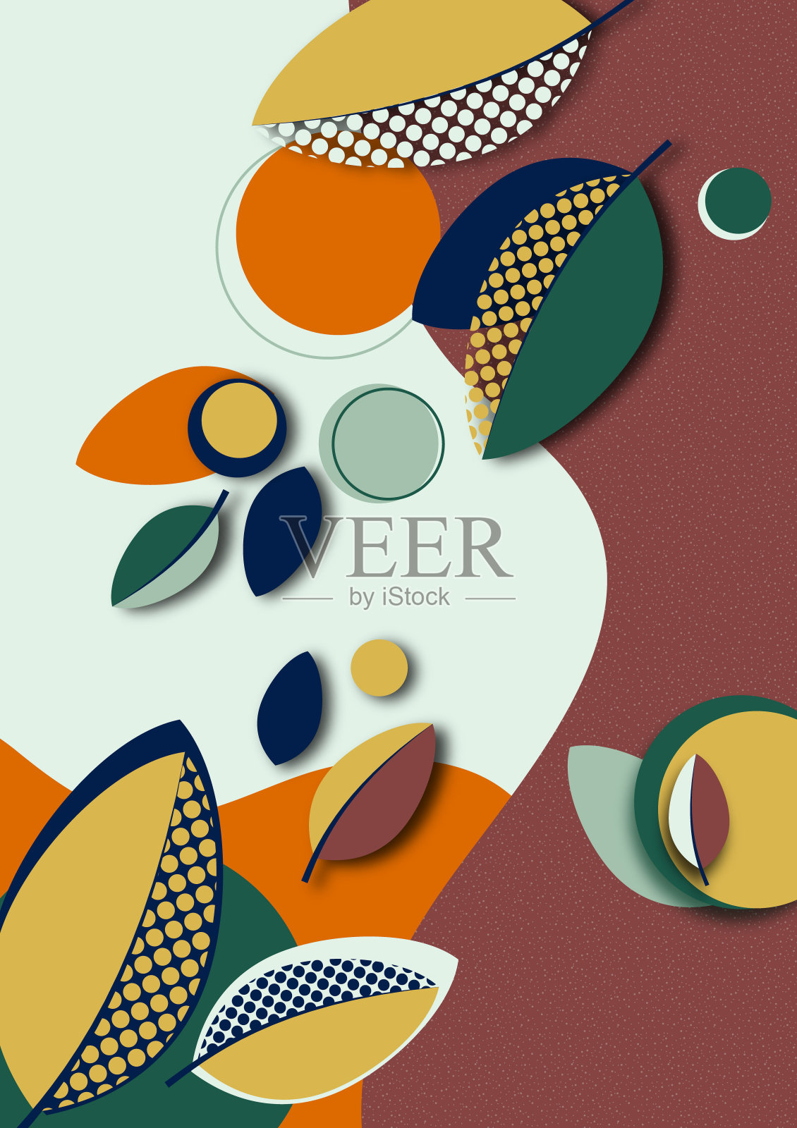 明亮抽象的背景，彩色的波浪，创造性的树叶。模板横幅，演示文稿，传单，海报，壁纸。向量插画图片素材