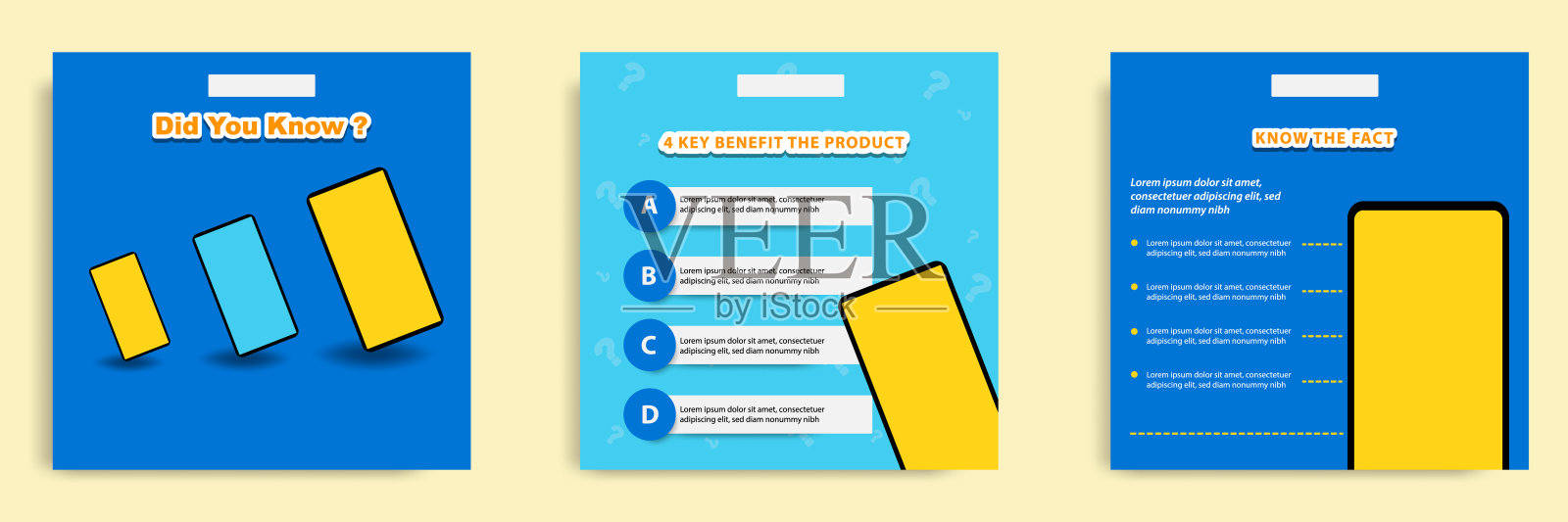 Square社交媒体技巧技巧和教程横幅模板集插画图片素材