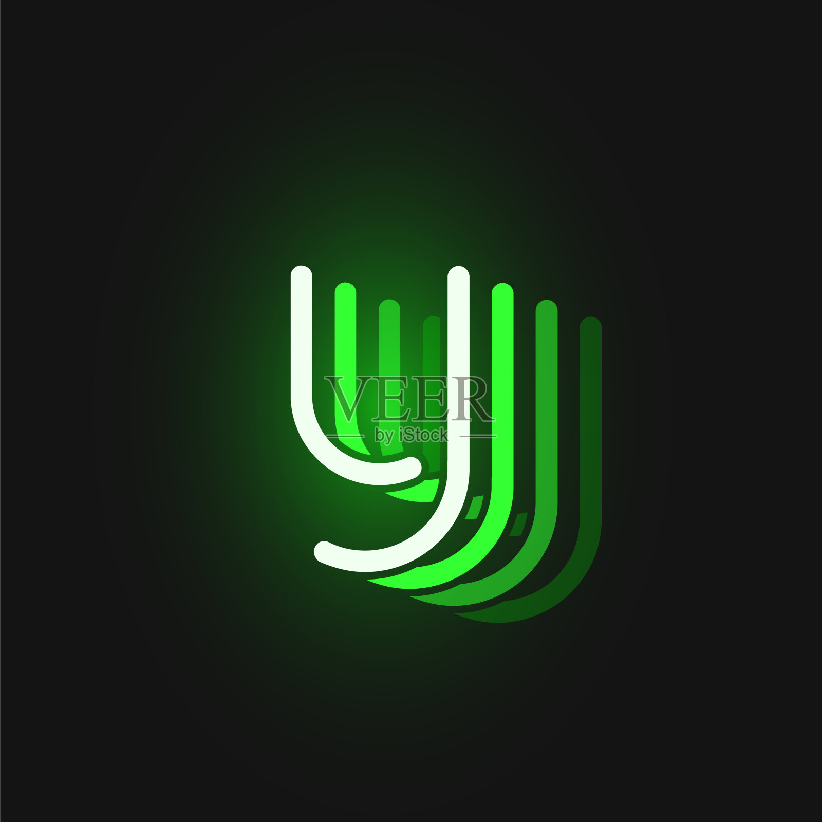 绿色氖气字体，黑色背景，矢量插图插画图片素材