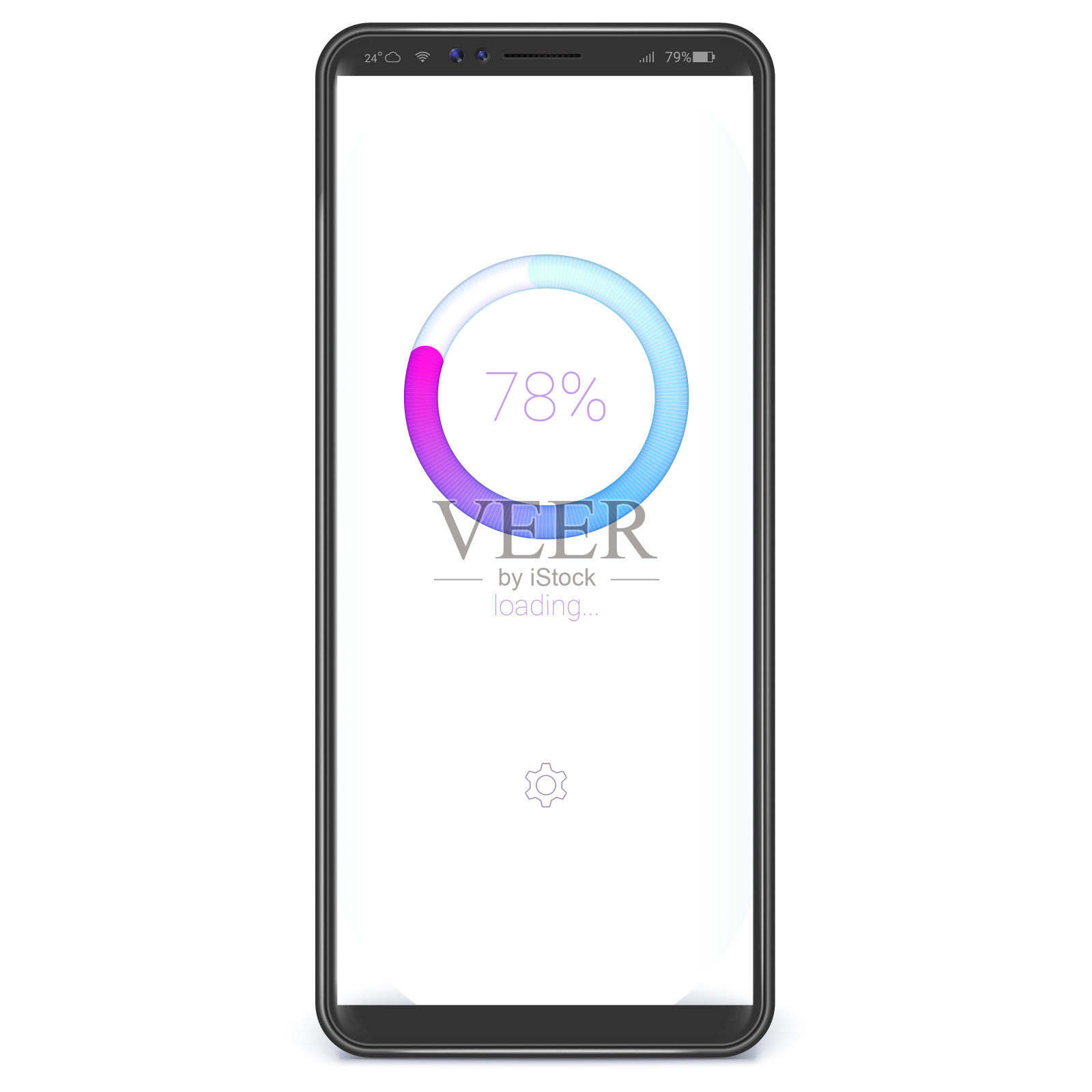 现实的智能手机与加载或下载条上设计元素图片