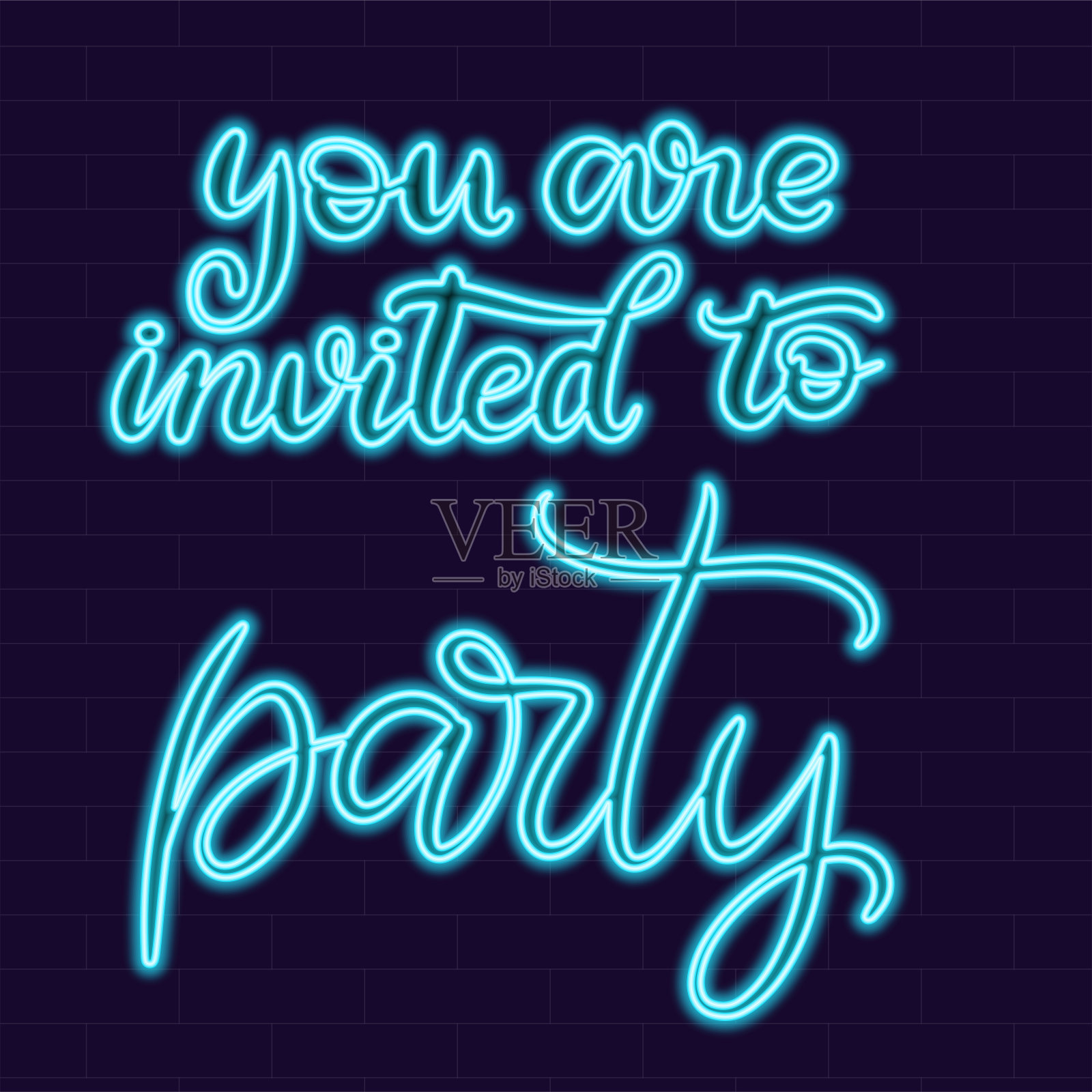 霓虹招牌、书法、矢量插图设计模板素材