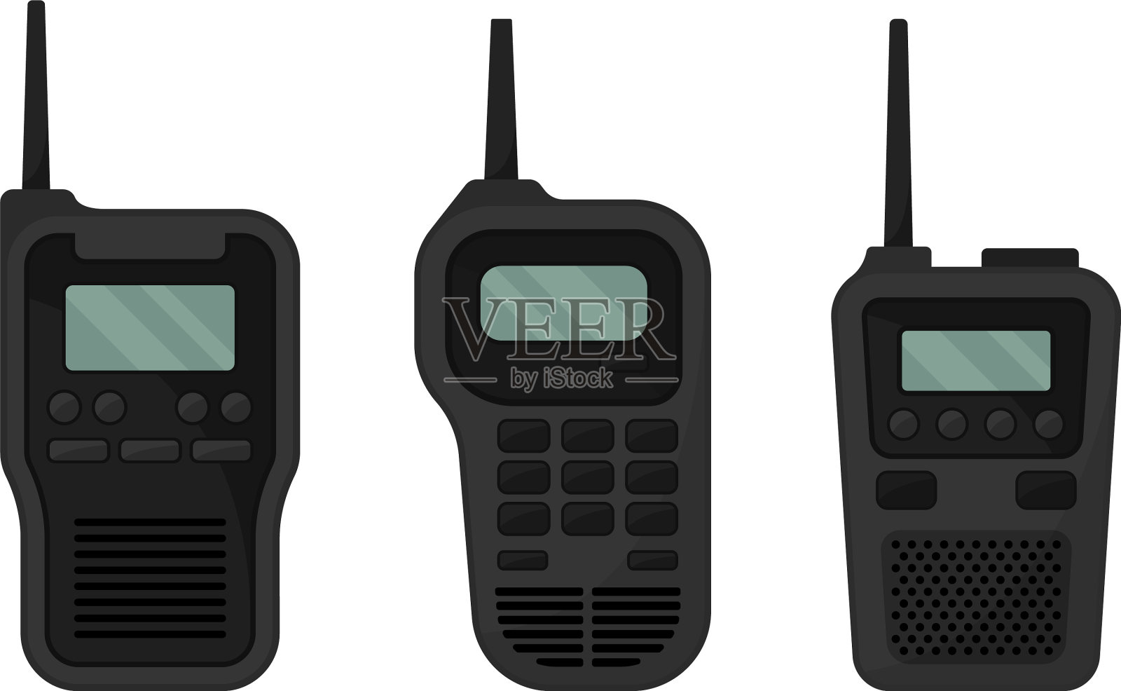 黑色便携式无线电设备或对讲机插画图片素材