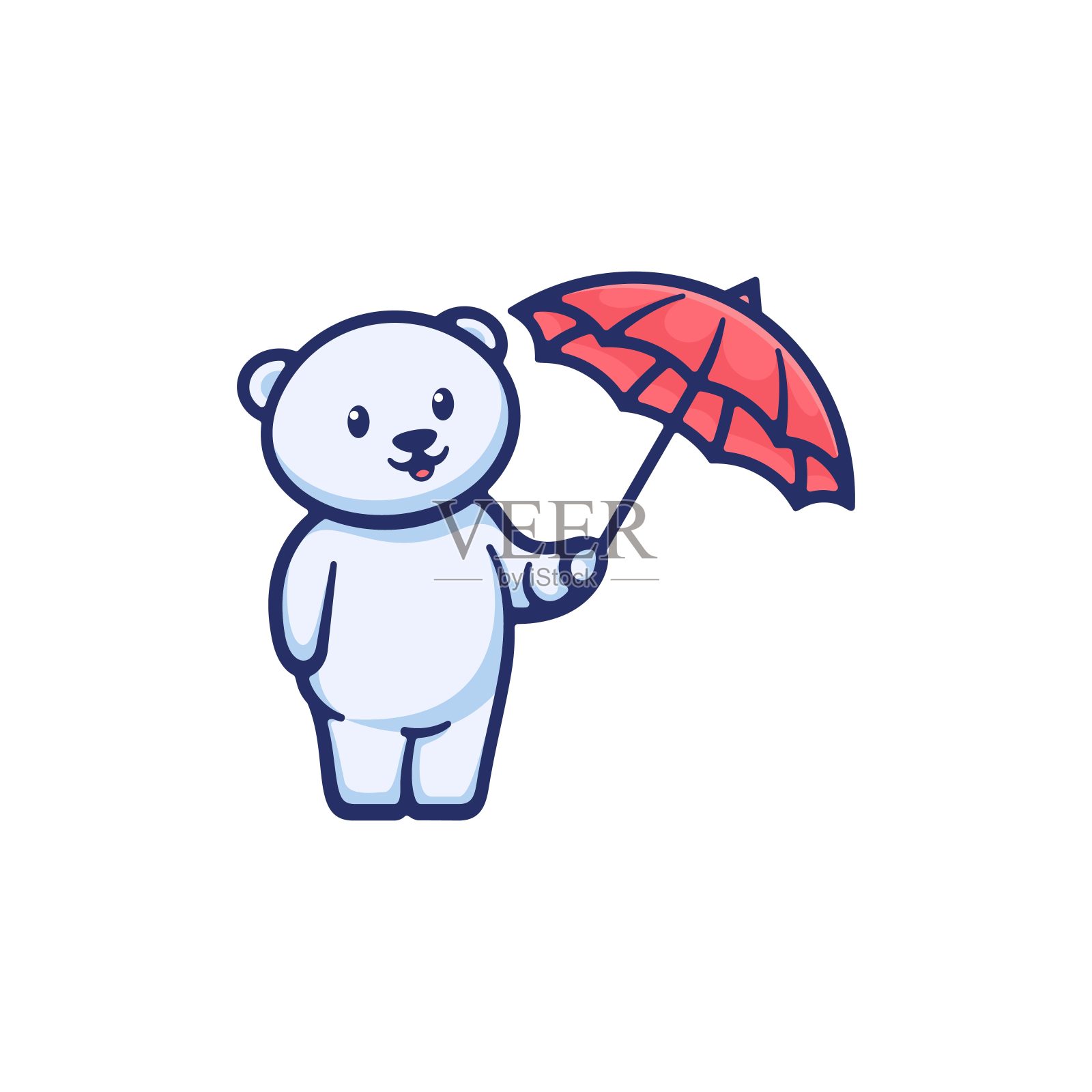 矢量插图可爱的熊简单吉祥物风格。插画图片素材