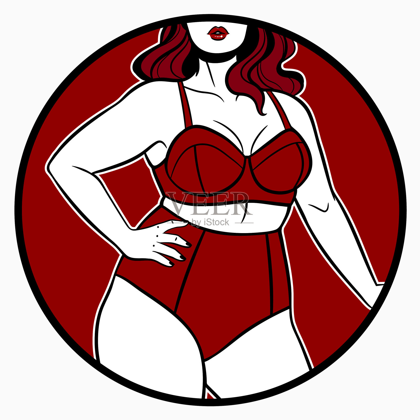 给大码模特穿上女式内衣插画图片素材