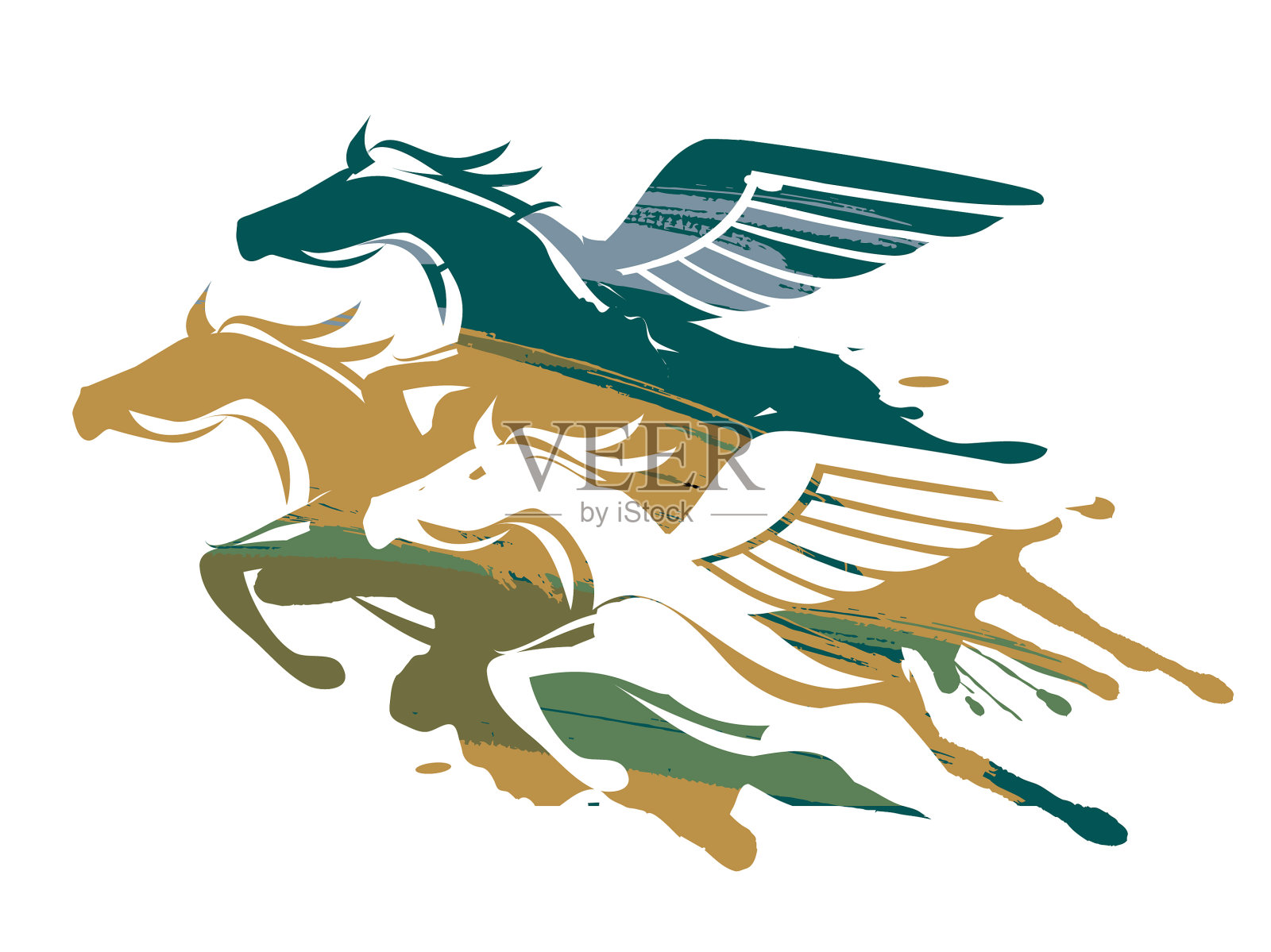 三匹强壮有翼的马设计元素图片