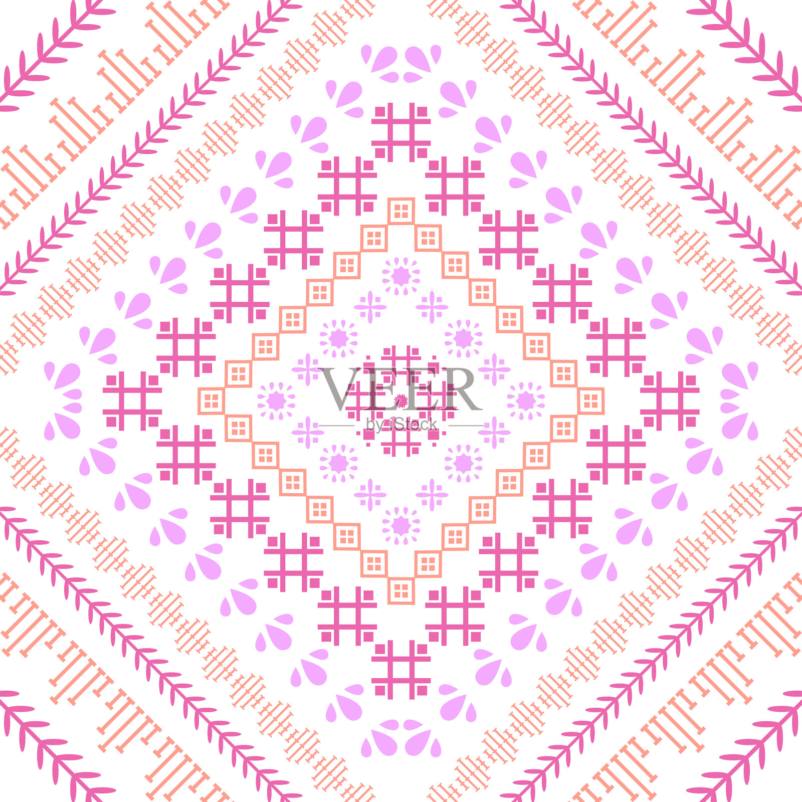 独特风格的刺绣图案插画图片素材