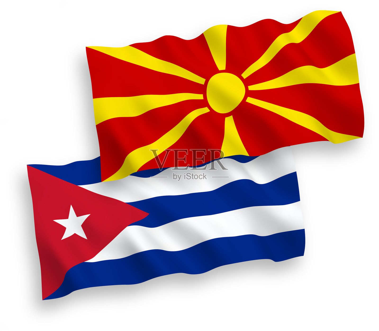古巴和北马其顿的国旗是白色的设计元素图片