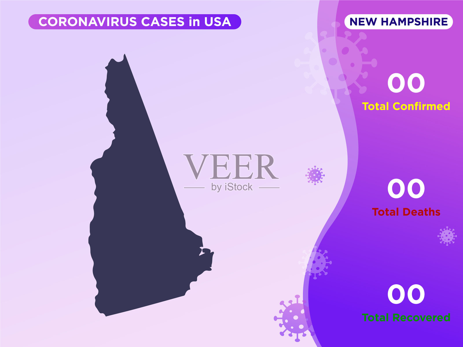 新罕布什尔州地图COVID-19冠状病毒插画图片素材