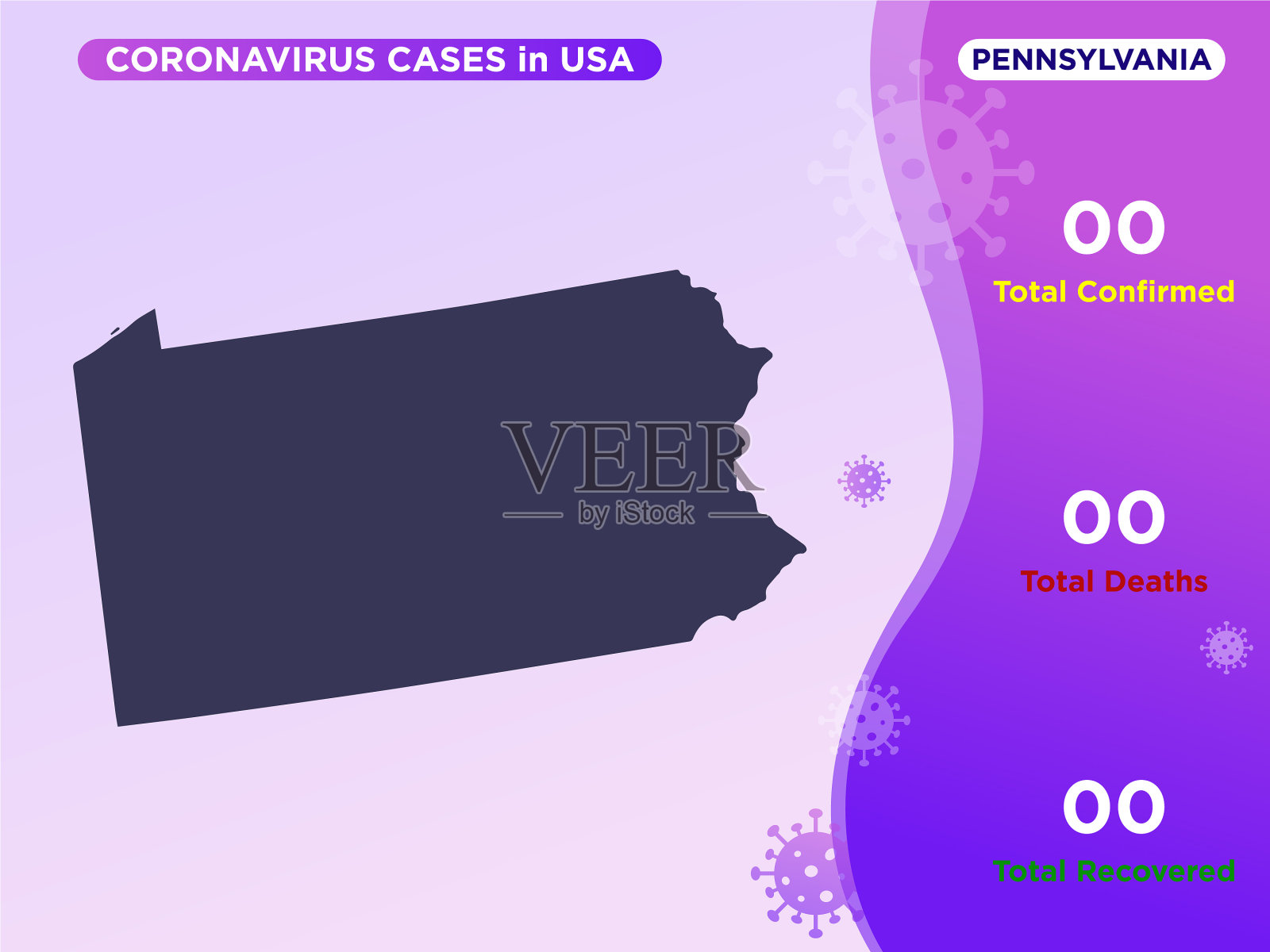 宾夕法尼亚州地图COVID-19冠状病毒插画图片素材