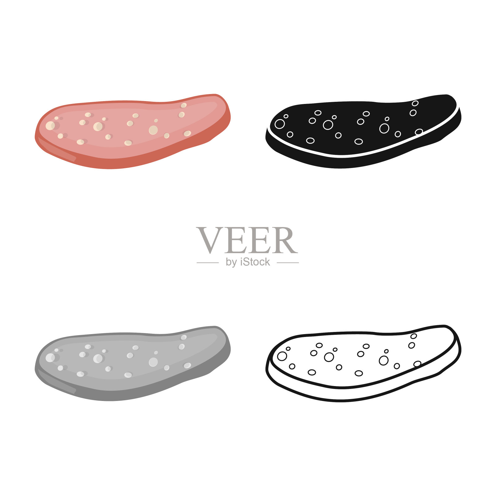 孤立的对象肉排和香肠图标插画图片素材