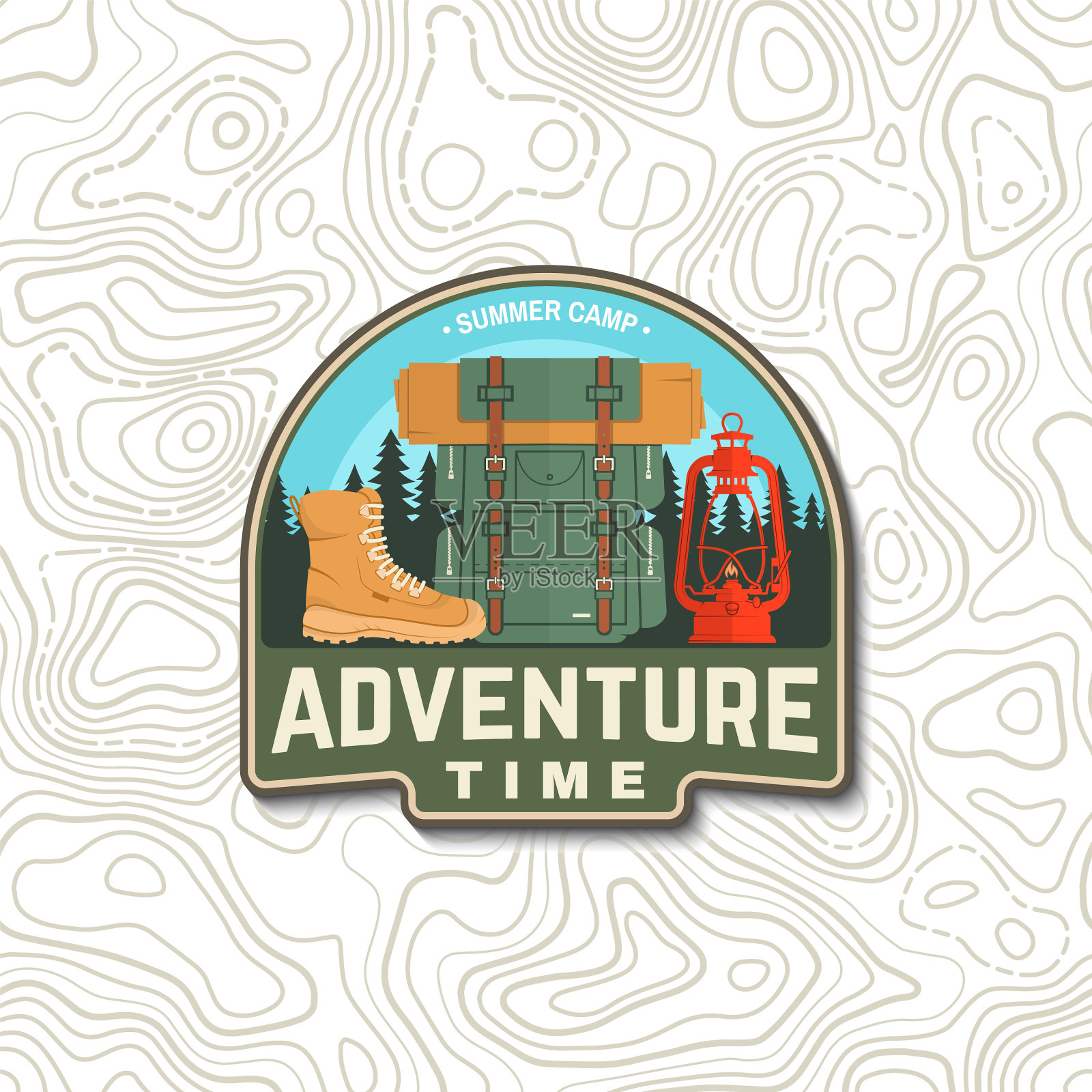 冒险时间补丁概念衬衫插画图片素材