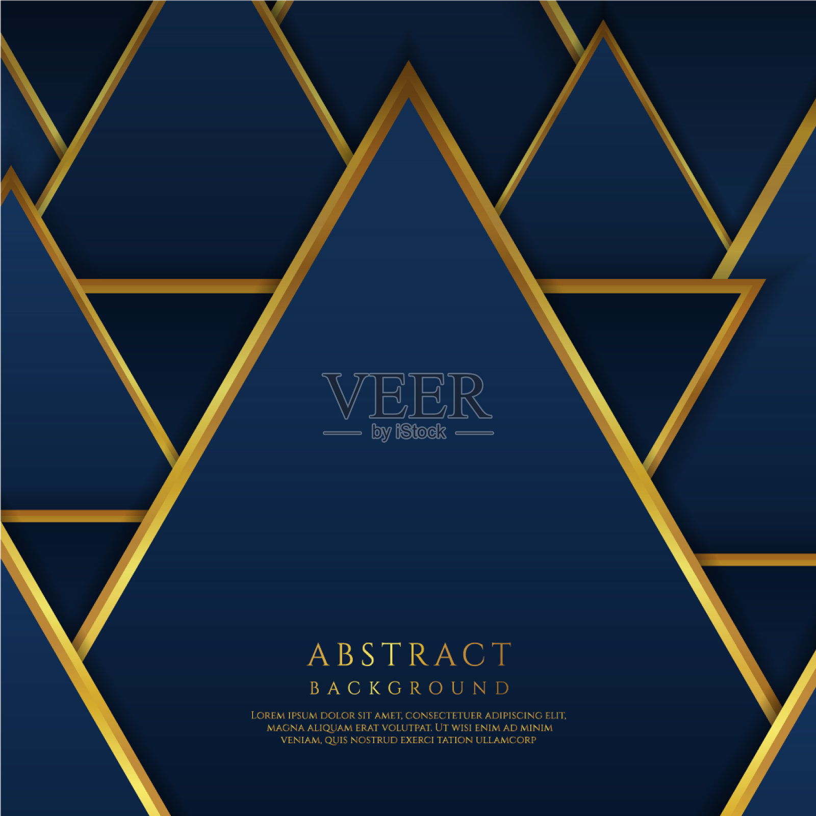 三角形几何形状的豪华黄金金属插画图片素材