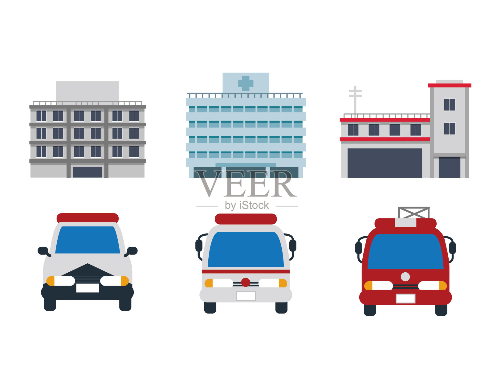 警察局消防局医院插画图片素材