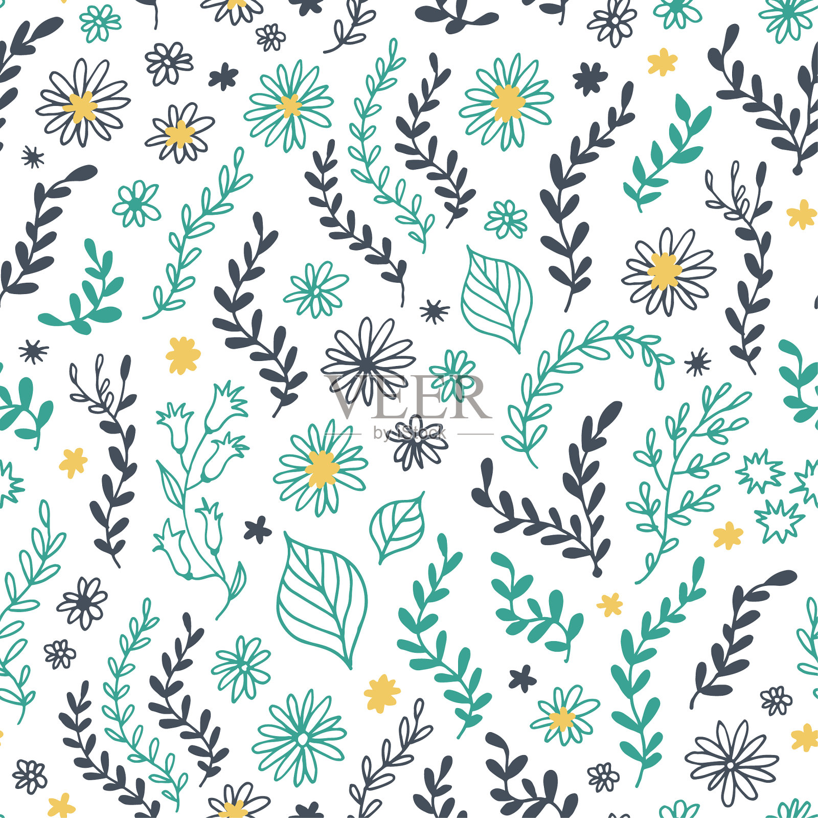 无缝花图案花背景插画图片素材