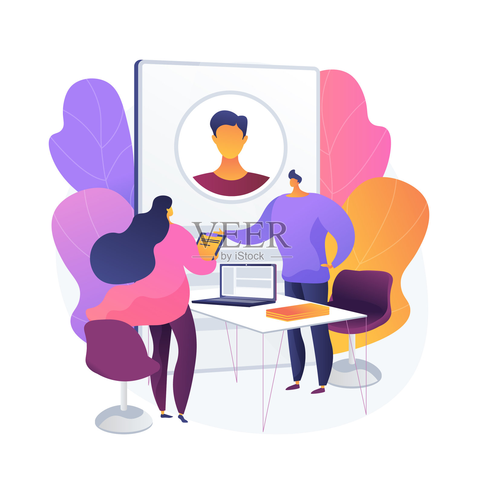 求职面试过程概念隐喻设计元素图片