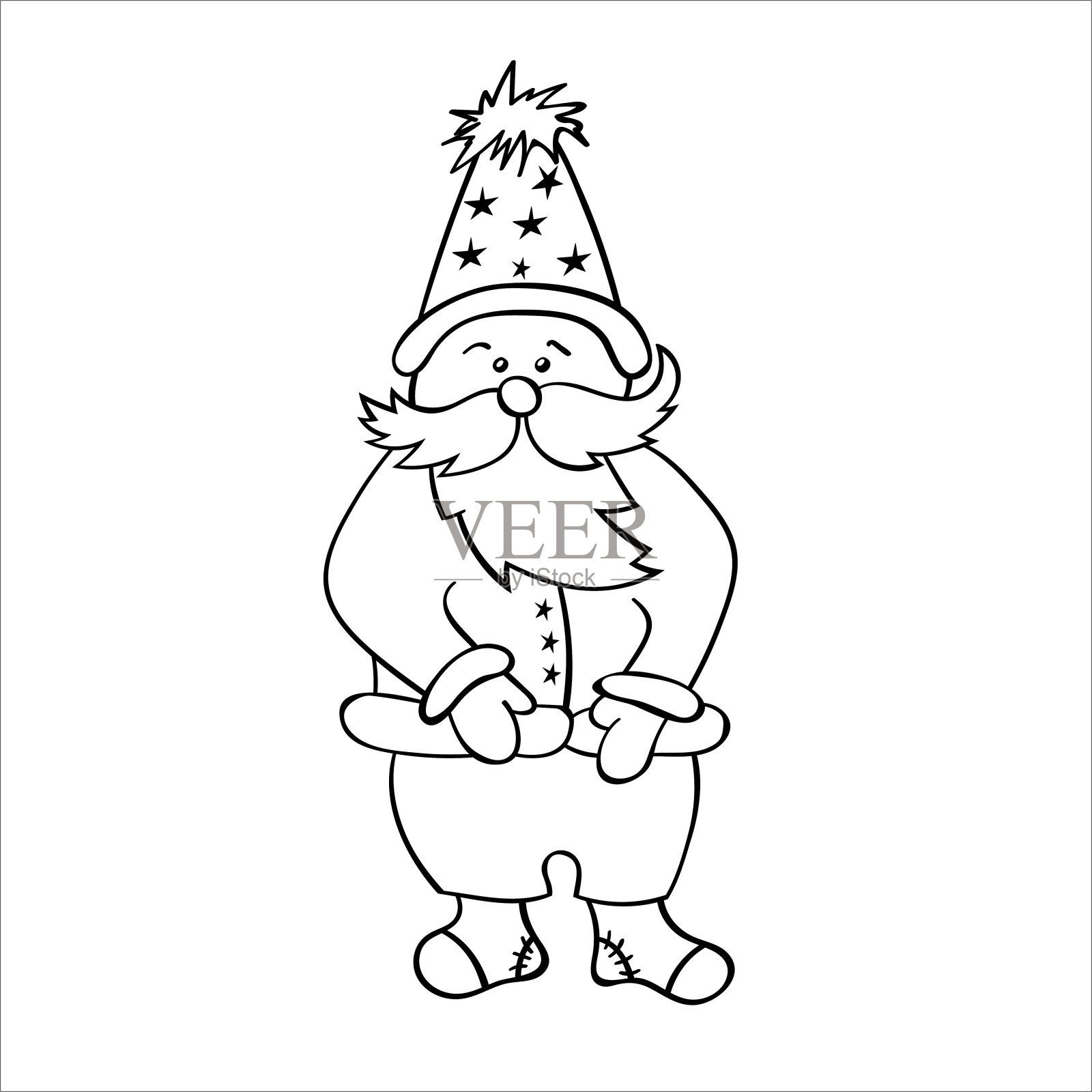 可爱的圣诞老人角色。手绘圣诞素描涂鸦风格。孤立的矢量对象在白色背景上。冬季设计元素为新年装饰插画图片素材