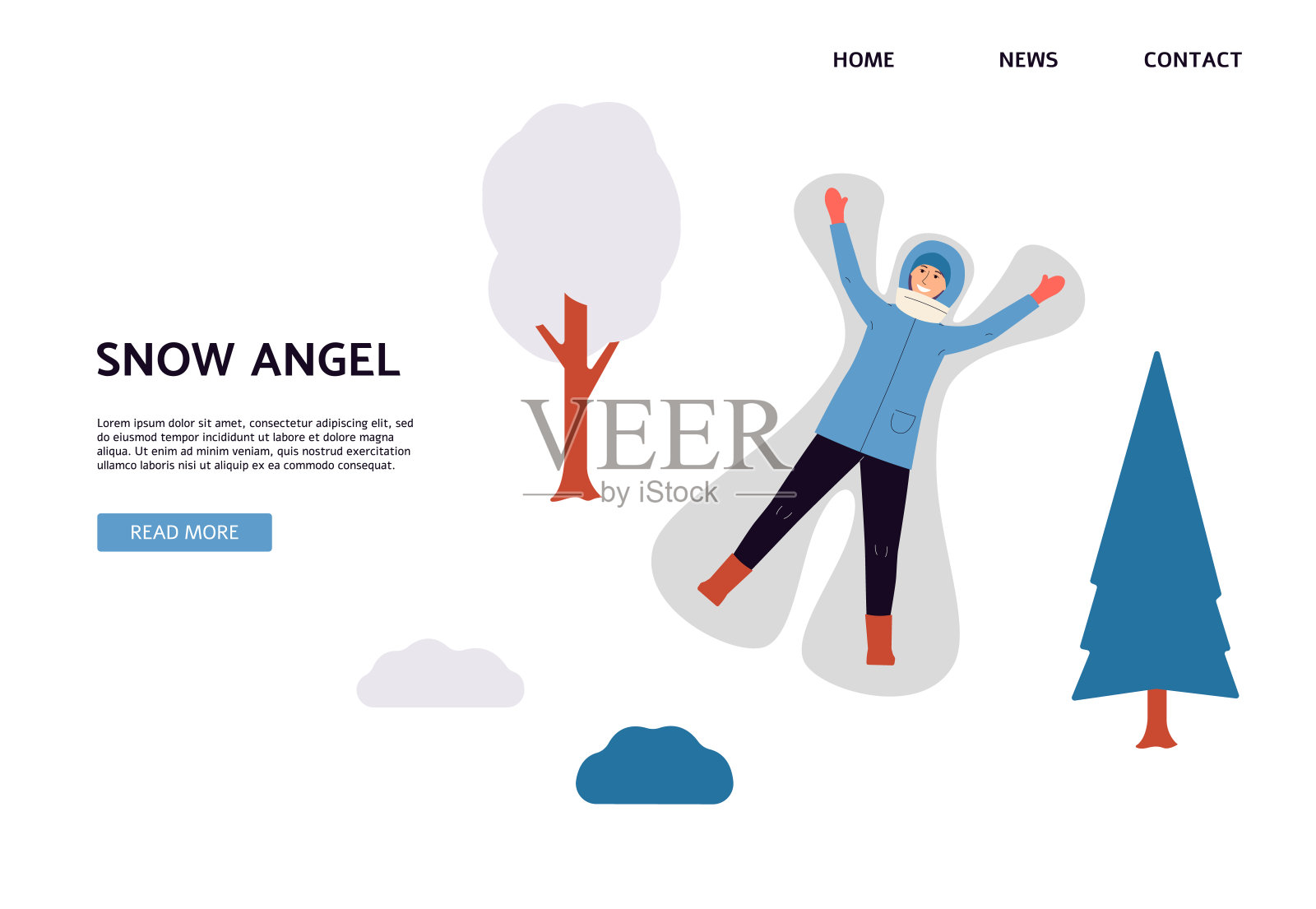 网页横幅为冬季假期和雪娱乐平面矢量插图。插画图片素材