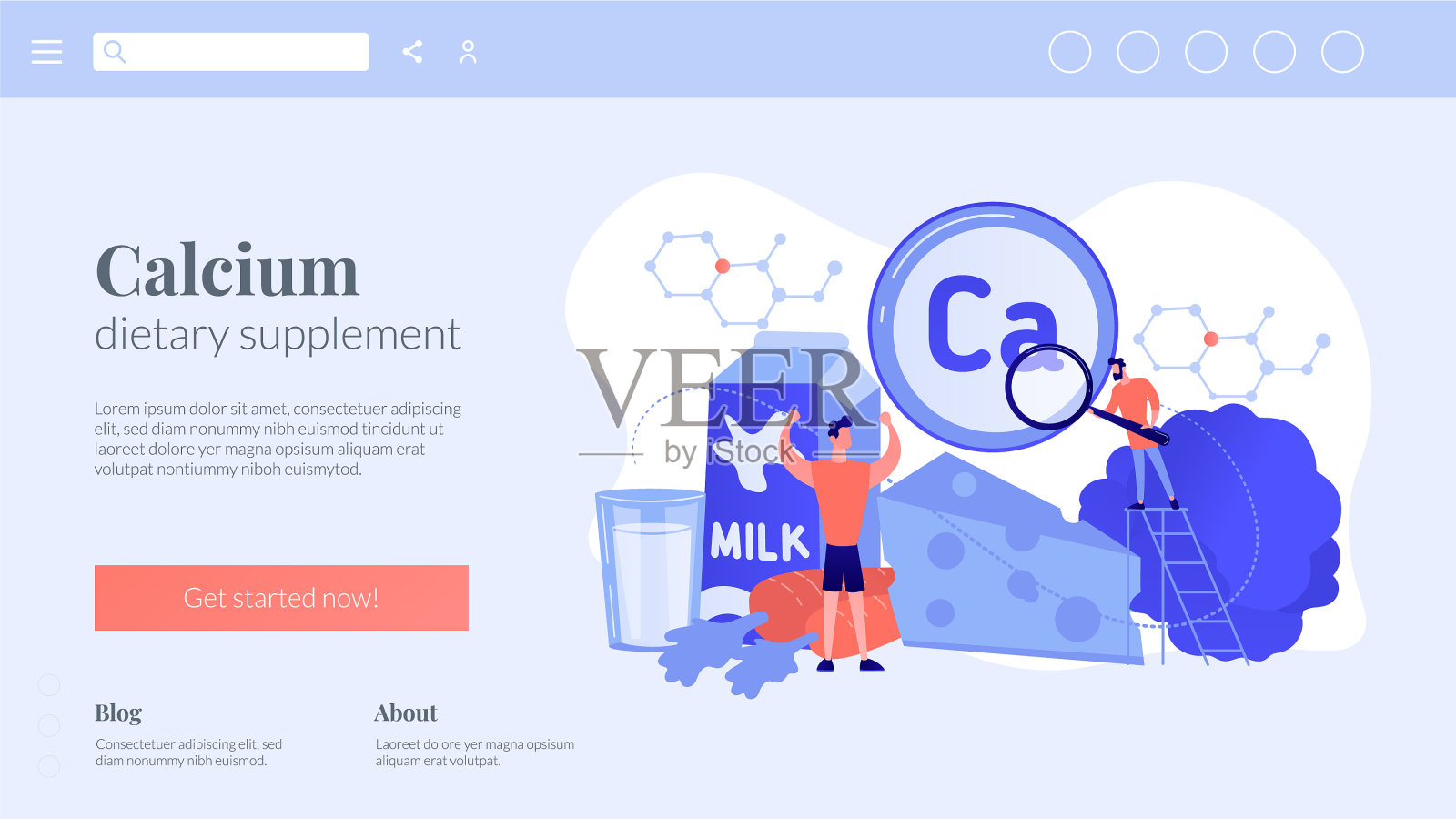 使用钙概念登陆页面设计模板素材