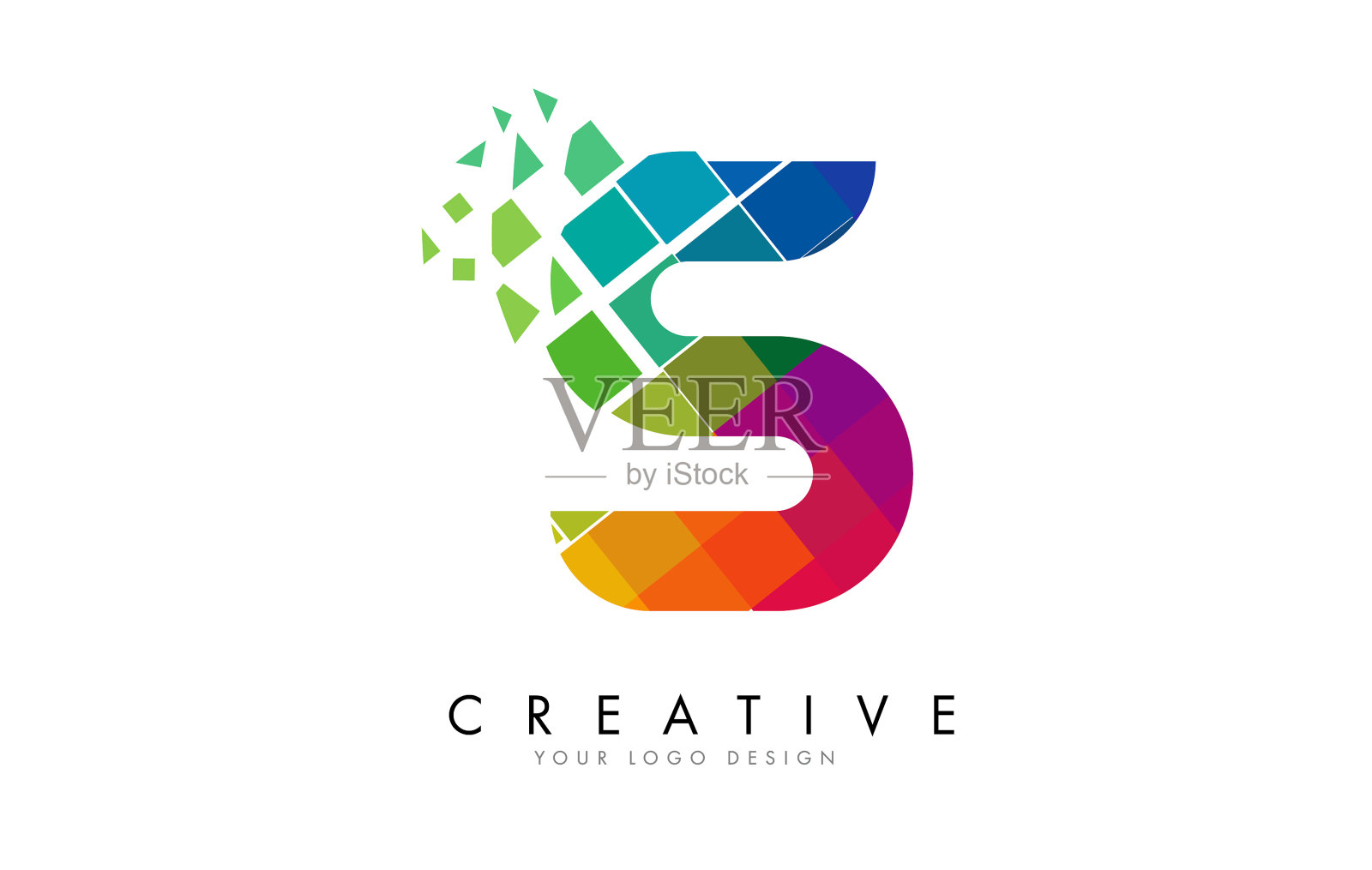 字母设计用彩虹碎块插画图片素材