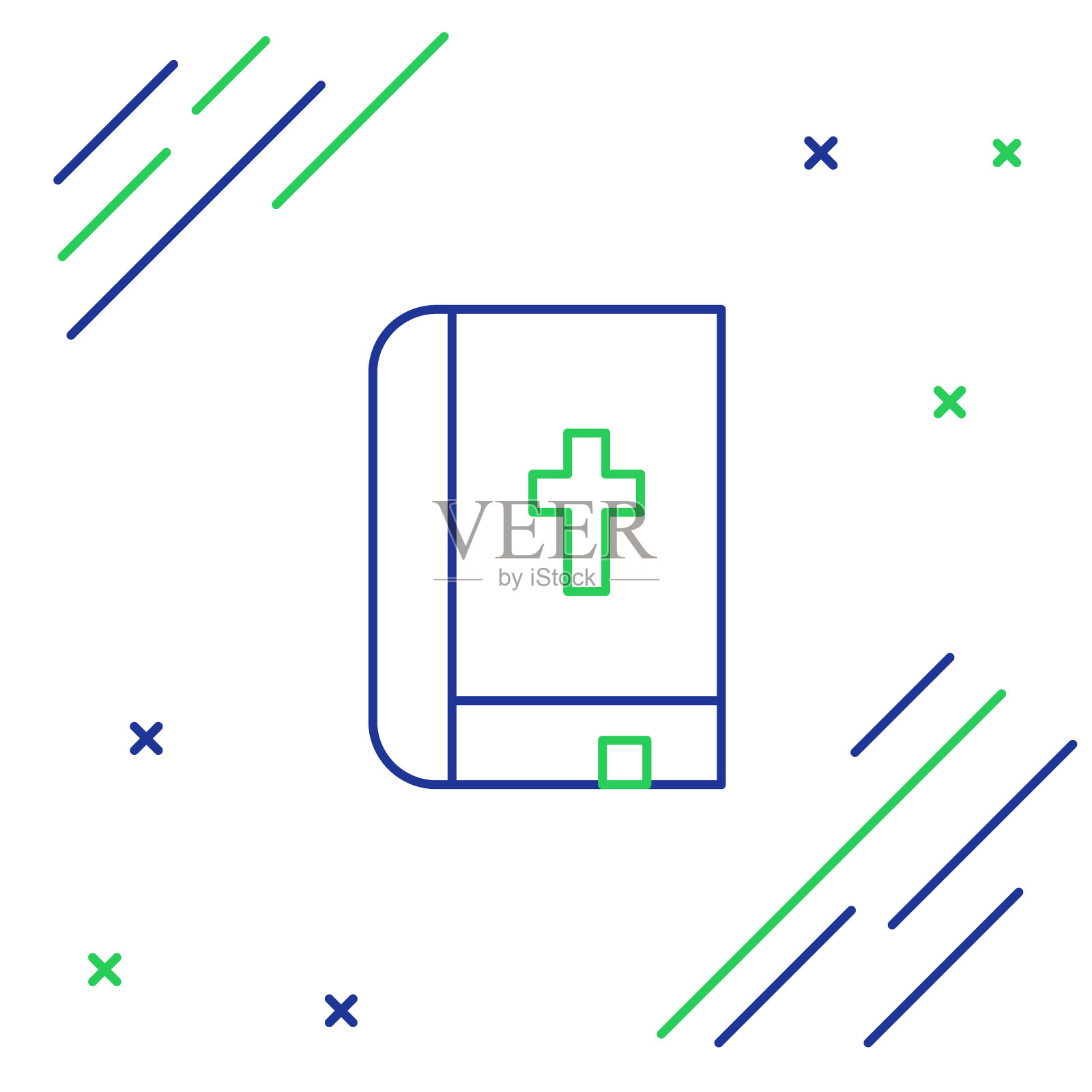 线圣洁的圣经书图标孤立在白色的背景。色彩斑斓的轮廓的概念。向量插画图片素材