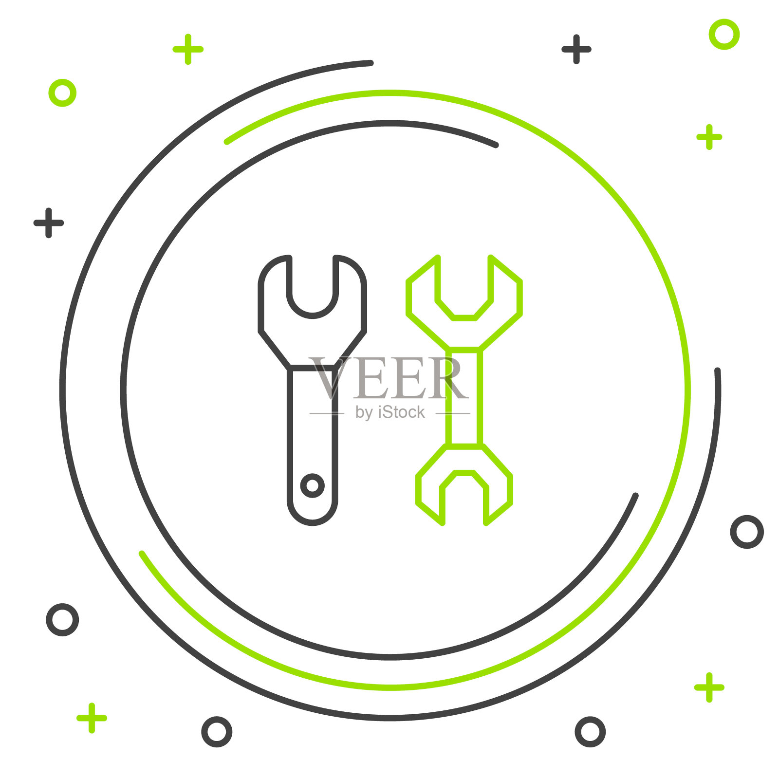 线扳手图标隔离在白色背景上。色彩斑斓的轮廓的概念。向量插画图片素材