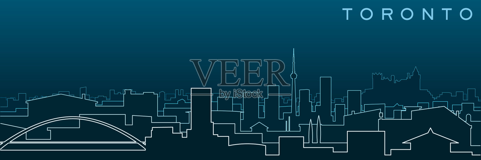 多伦多多线、天际线和地标插画图片素材